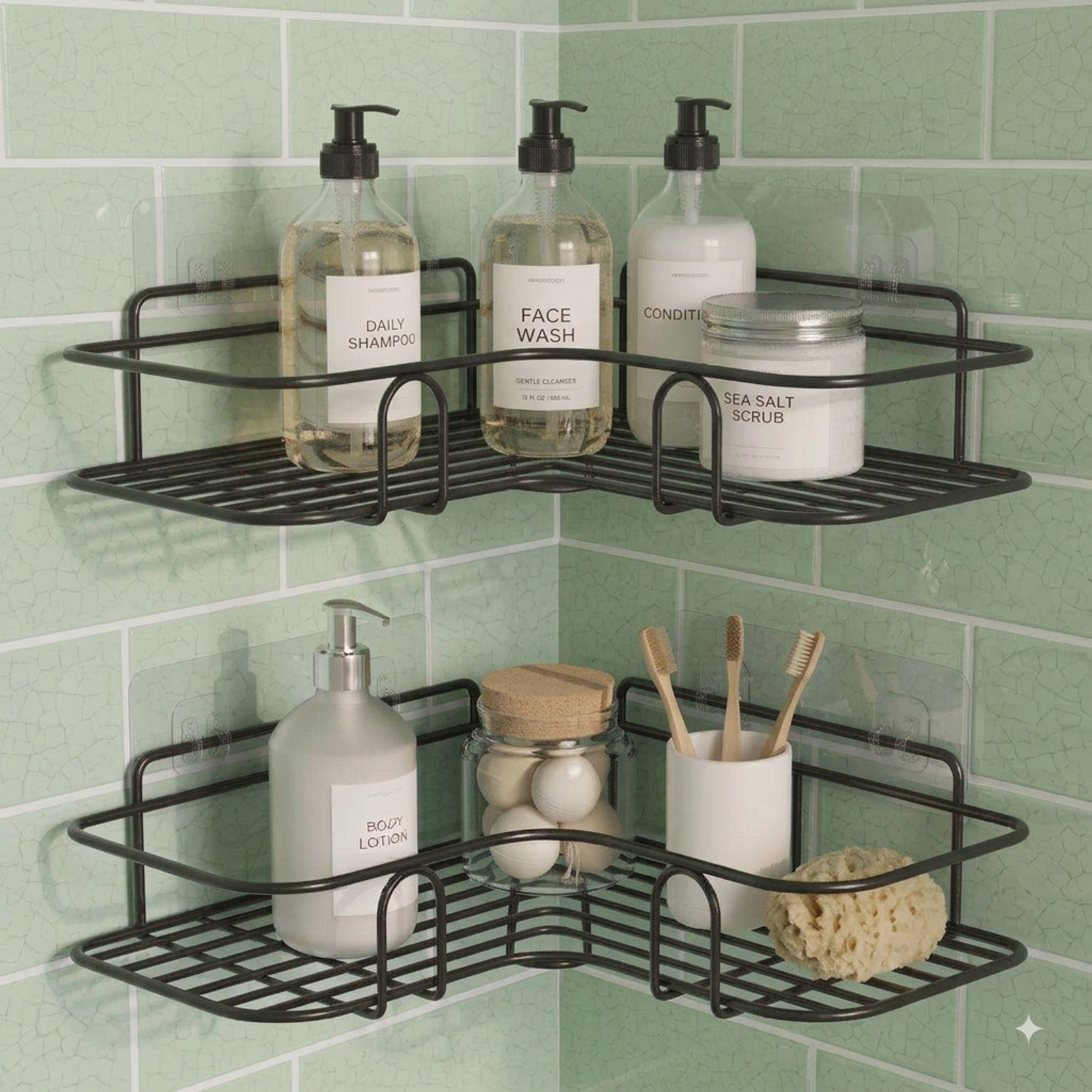Brûlée Shower Corner Shelf Organizer Wall Mount Bathroom Rack Steel Wall Shelf