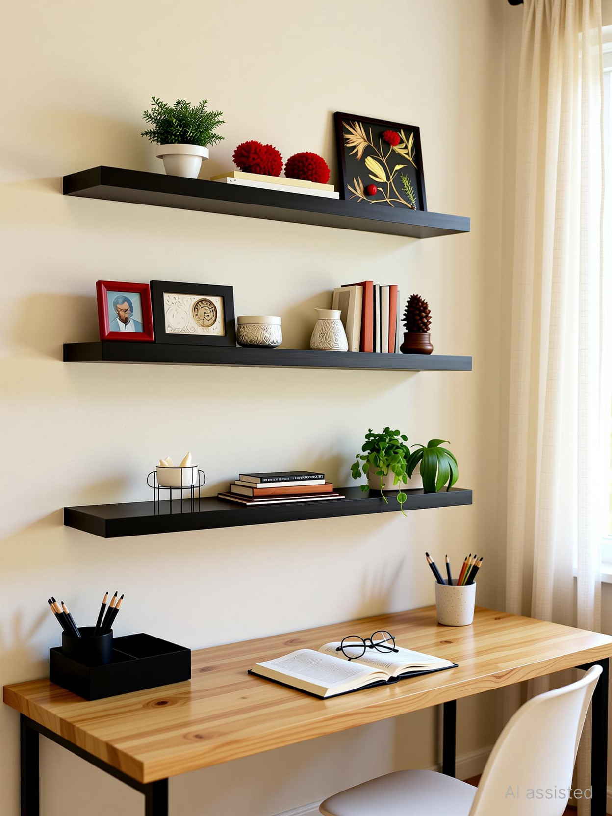 Hawari Solid Wood Shelves for Wall Storage, Wooden Wall Shelf