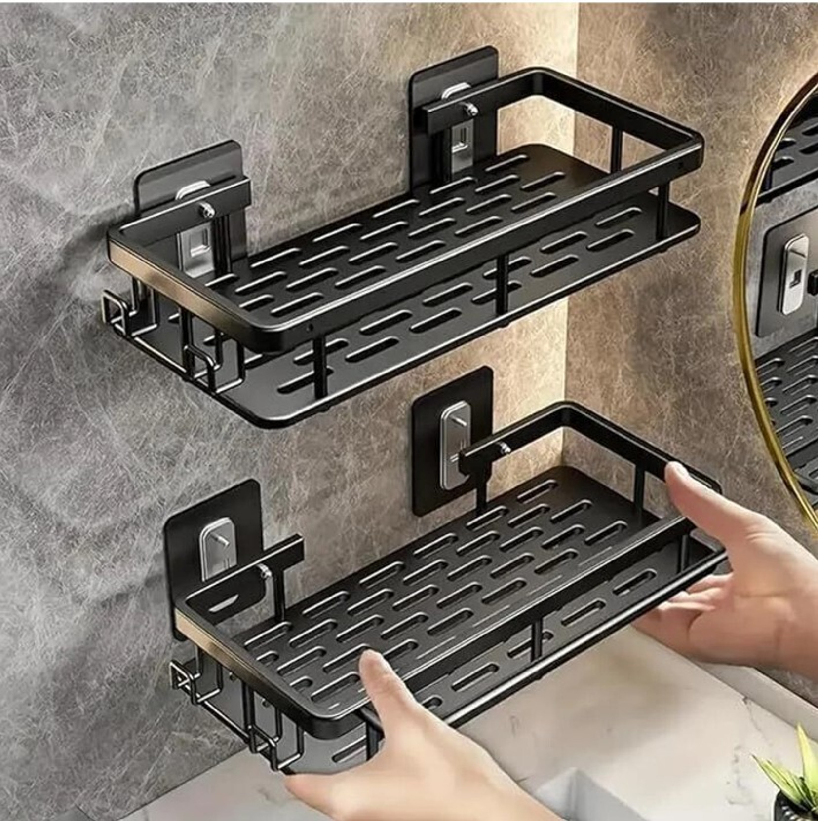 powerfos Bathroom plastic Shelves Bathroom Wall Shelf Organizer Storage Rack Plastic Wall Shelf