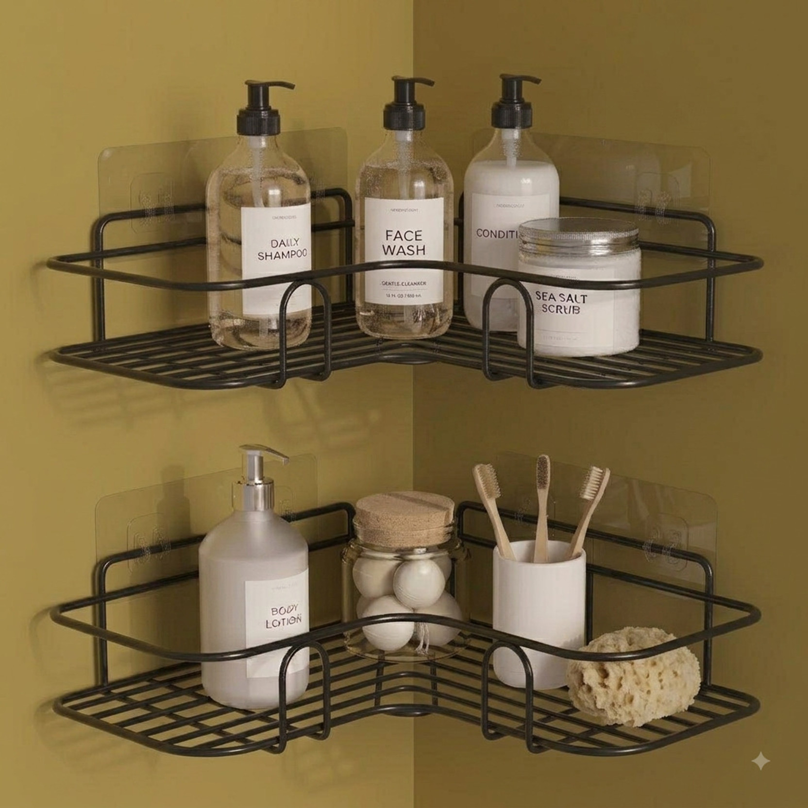 Brûlée Shower Corner Shelf Organizer Wall Mount Bathroom Rack Steel Wall Shelf