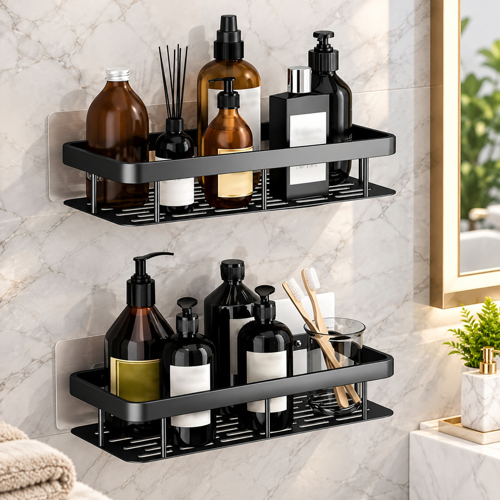 Homemet Wall Mounted bathroom Shelf/Rack/Storage Organizer for bathroom Wall Shelf Plastic Wall Shelf
