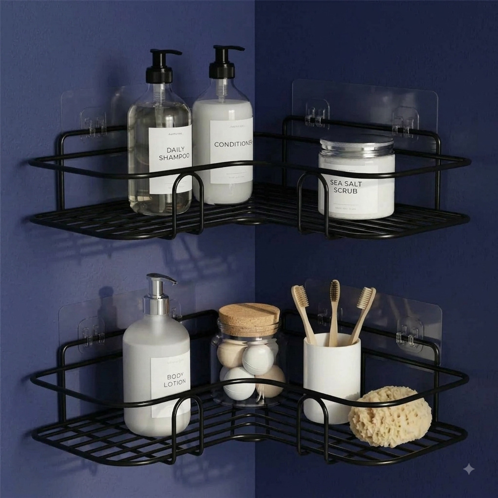Brûlée Shower Corner Shelf Organizer Wall Mount Bathroom Rack Steel Wall Shelf