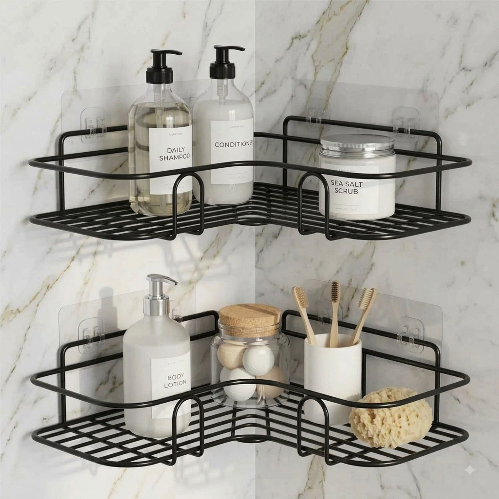 Brûlée Shower Corner Shelf Organizer Wall Mount Bathroom Rack Steel Wall Shelf