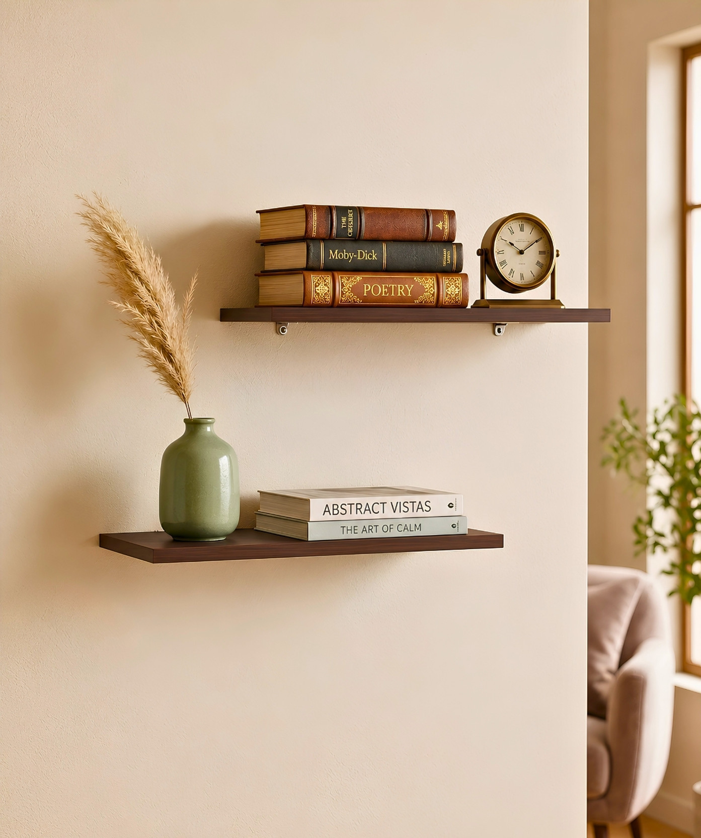 Xtenshion Crafts Floating Wall Shelves Set of 2 | Wall Shelf for Bedroom | Dark Brown Wenge MDF MDF (Medium Density Fiber) Wall Shelf