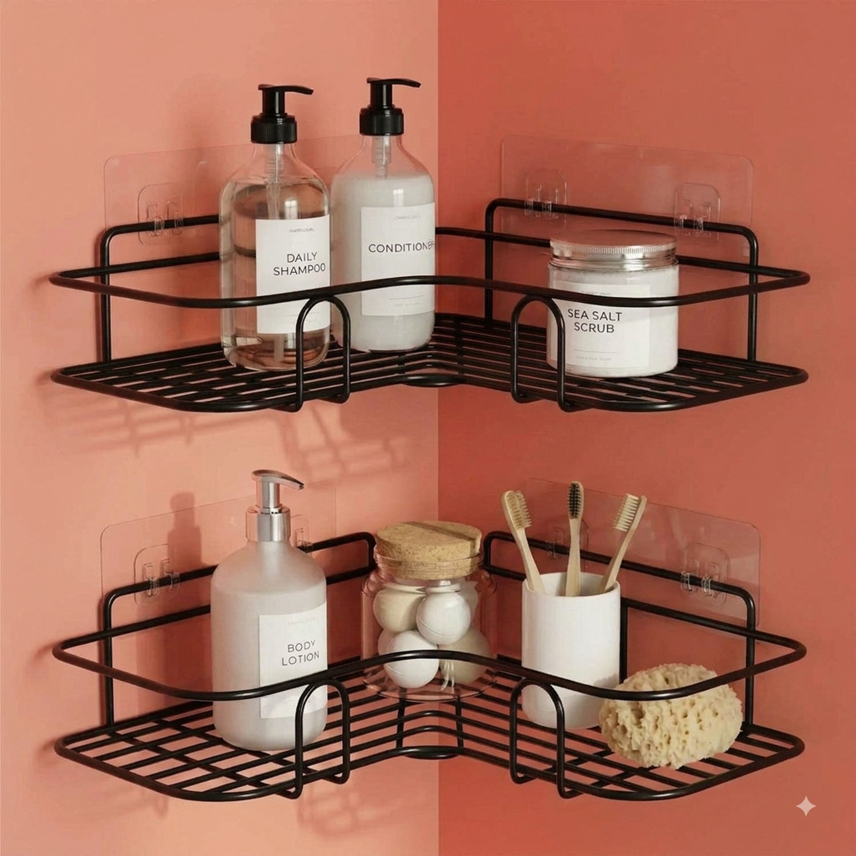 Brûlée Shower Corner Shelf Organizer Wall Mount Bathroom Rack Steel Wall Shelf