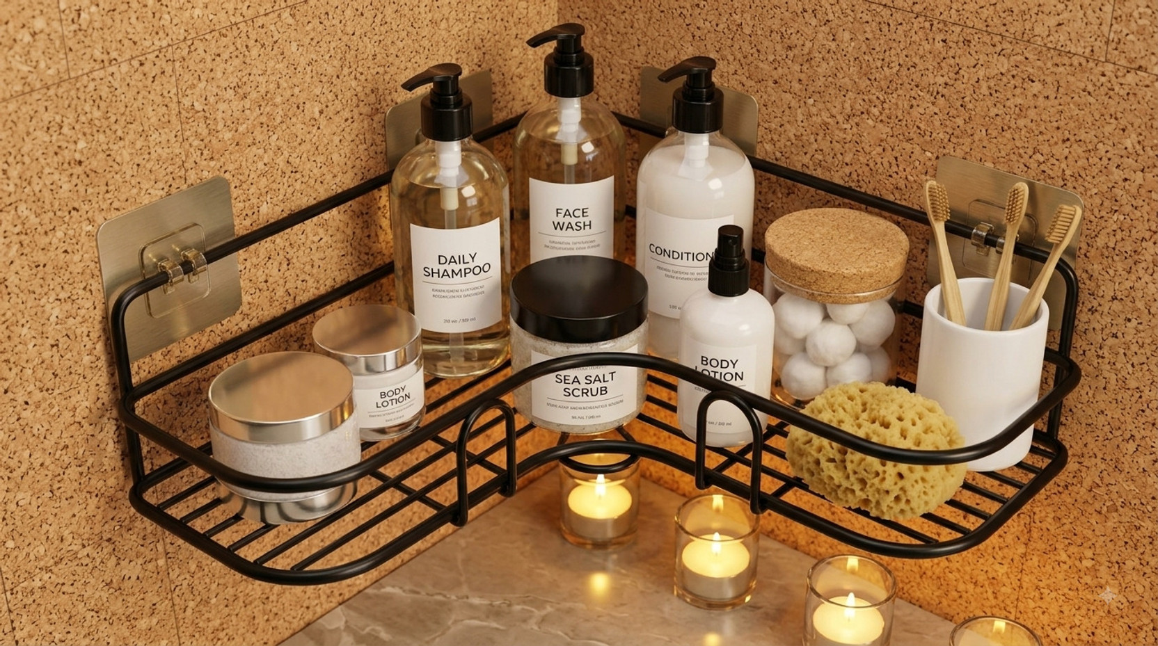 Brûlée Shower Corner Shelf Organizer Wall Mount Bathroom Rack Steel Wall Shelf