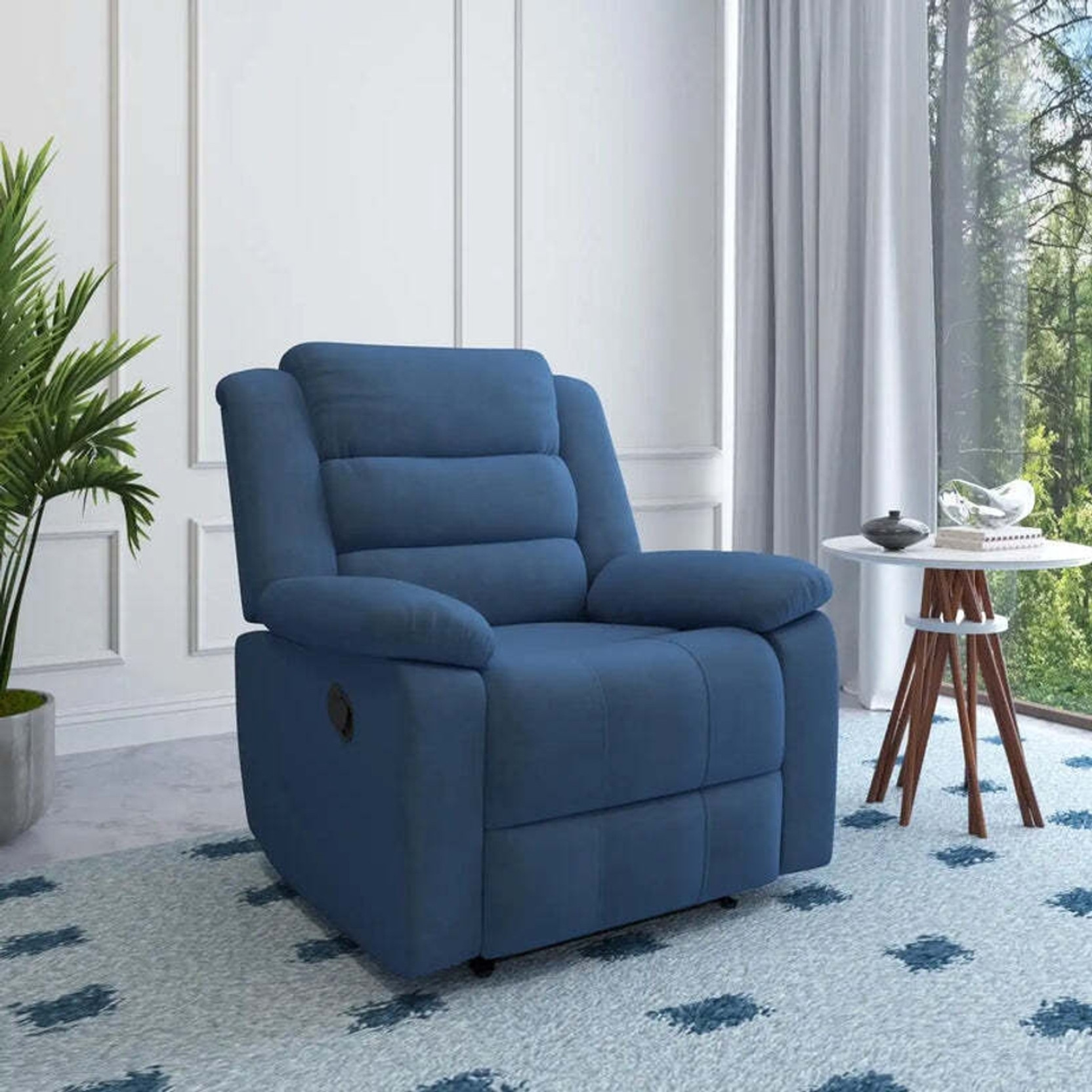 Nilkamal Sierra Velvet Fabric Manual Recliner | 3 Year Warranty | 1 Seater Sofa