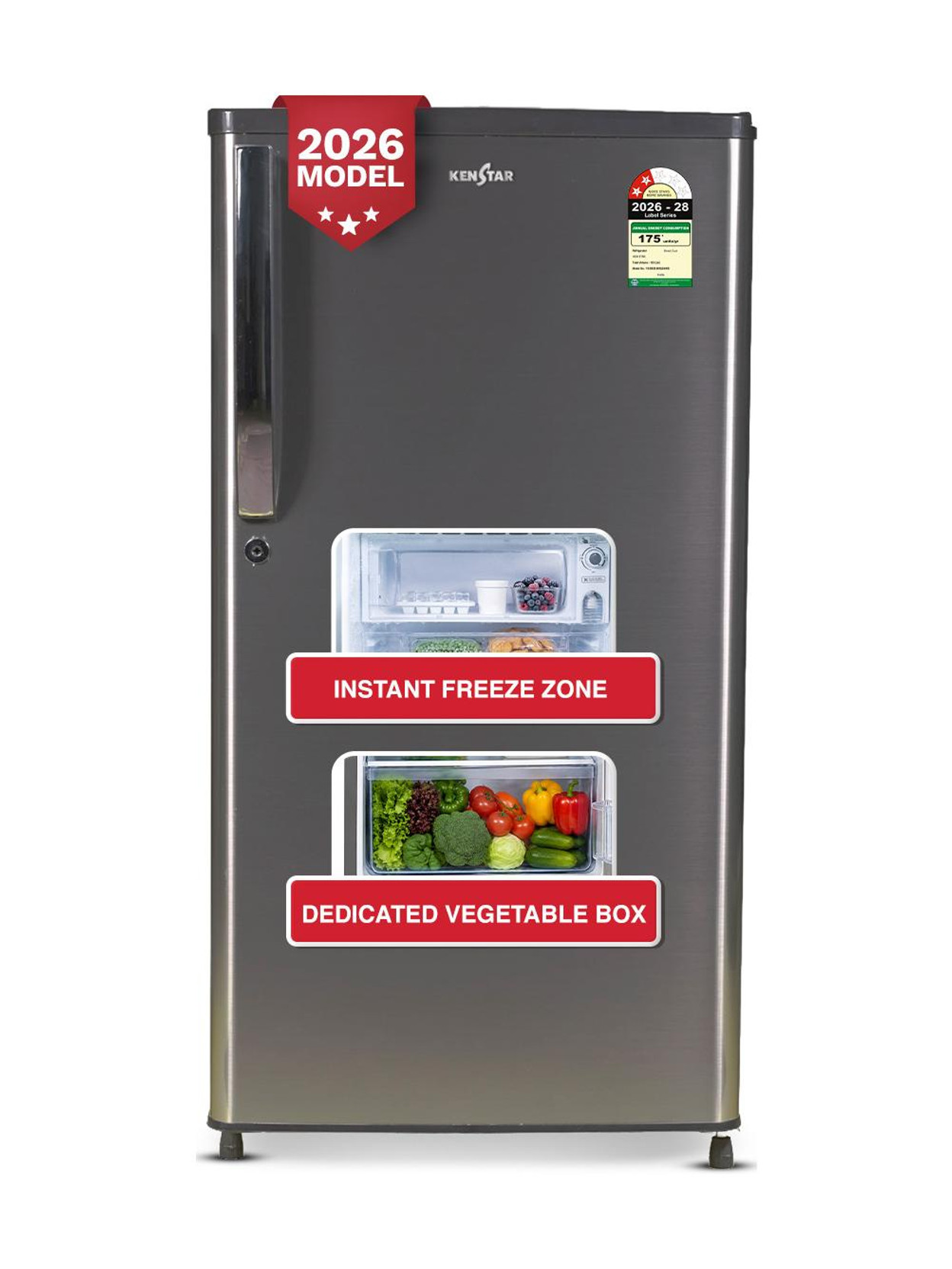Kenstar 183 L Direct Cool Single Door 2 Star Refrigerator (Shiny ...more