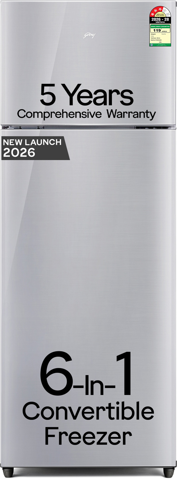Godrej 223 L Frost Free Double Door 3 Star Refrigerator  with 6-in-1 Freezer Convertible 30 Days Farm ...