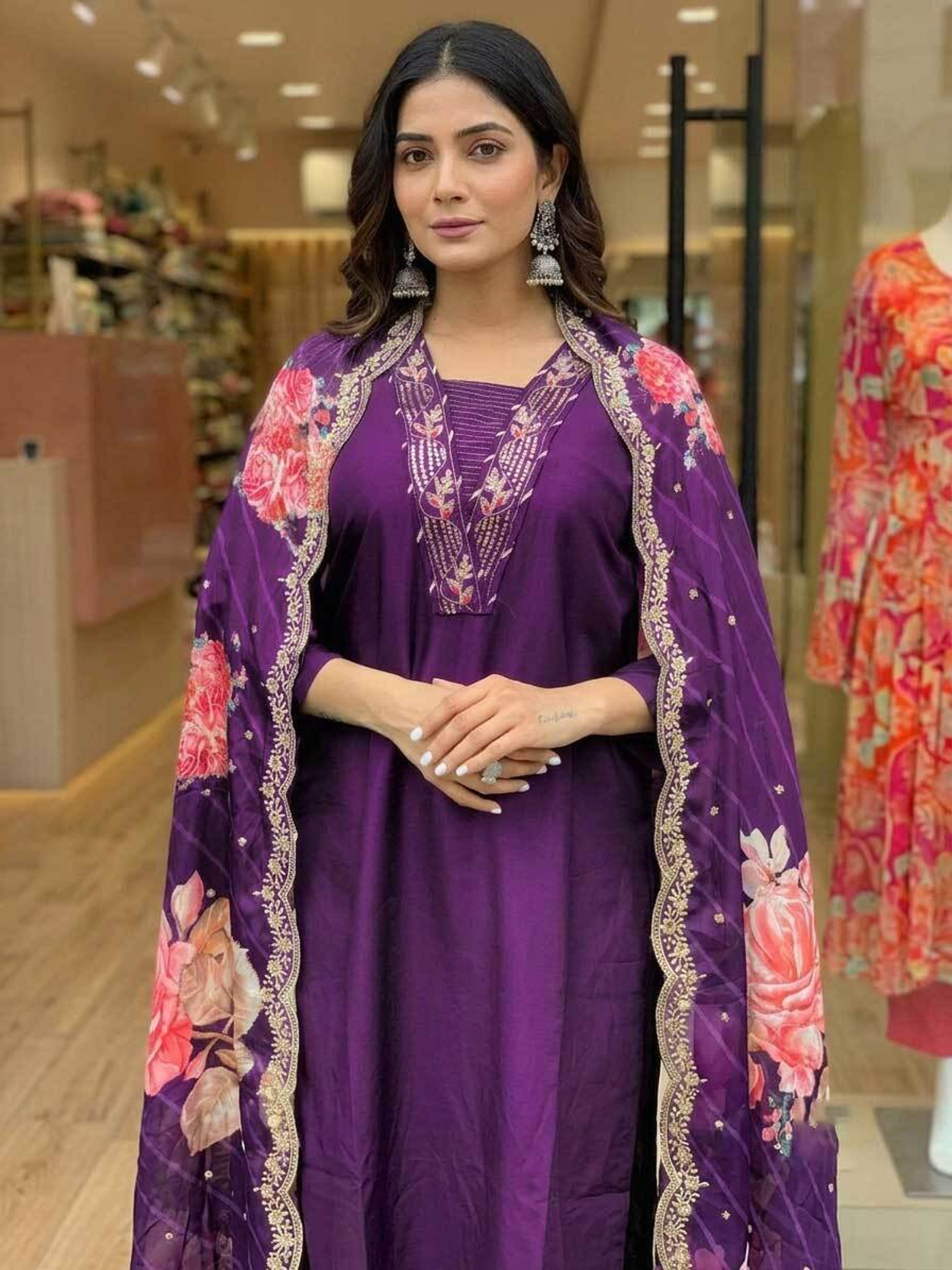 Embroidered Kurta, Trouser/Pant & Dupatta Set