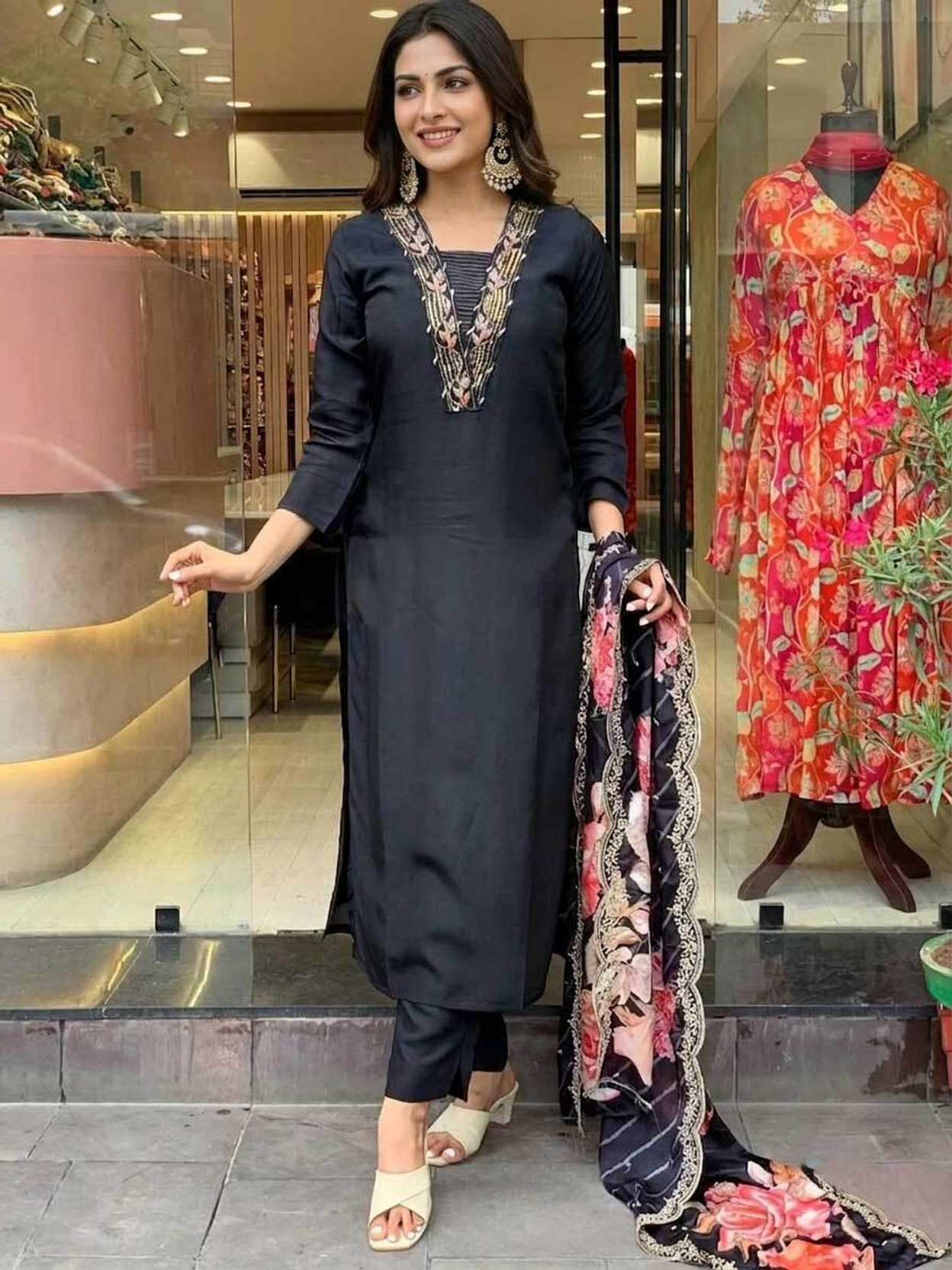 Embroidered Kurta, Trouser/Pant & Dupatta Set