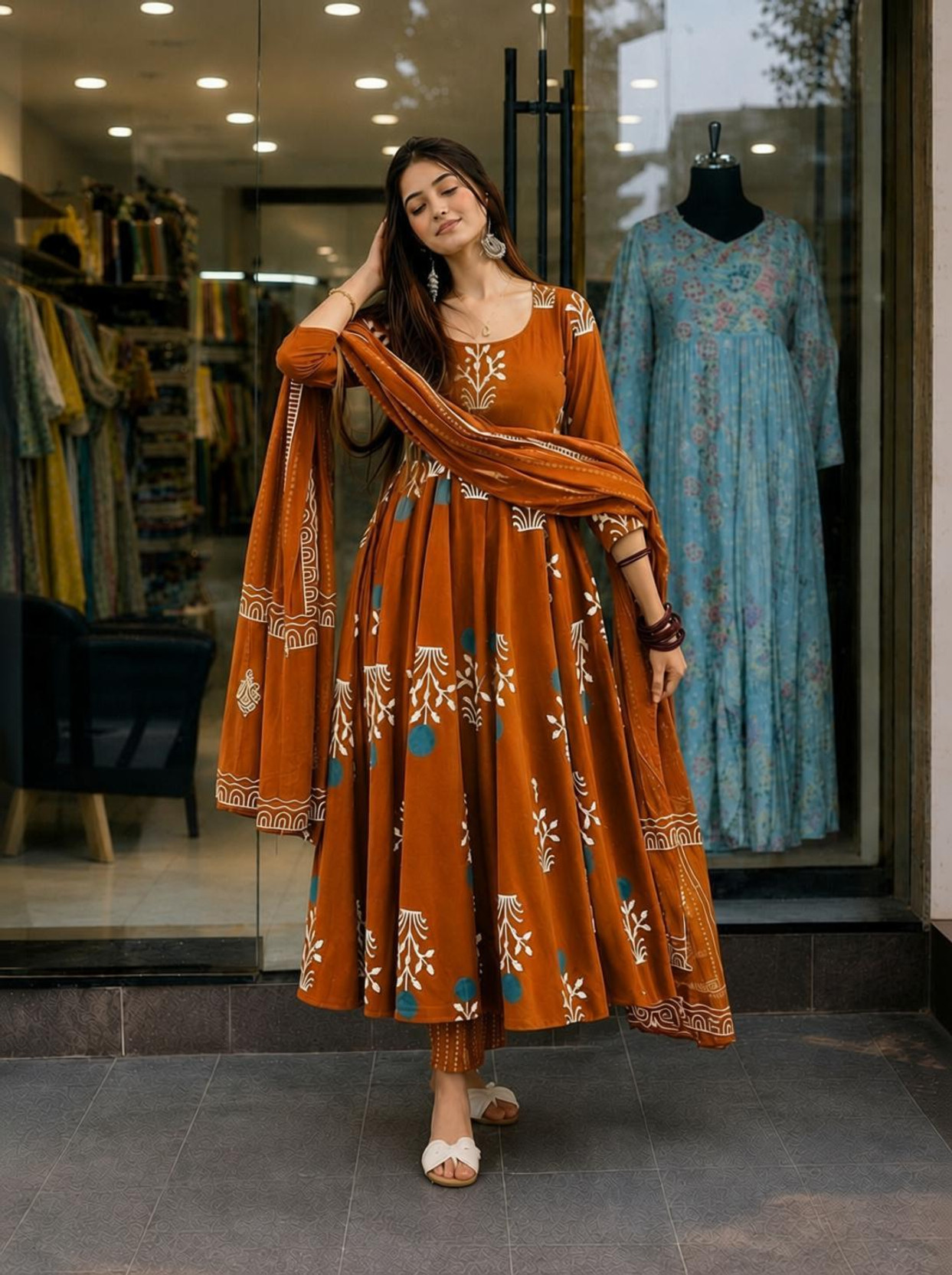 Printed Kurta, Palazzo & Dupatta Set