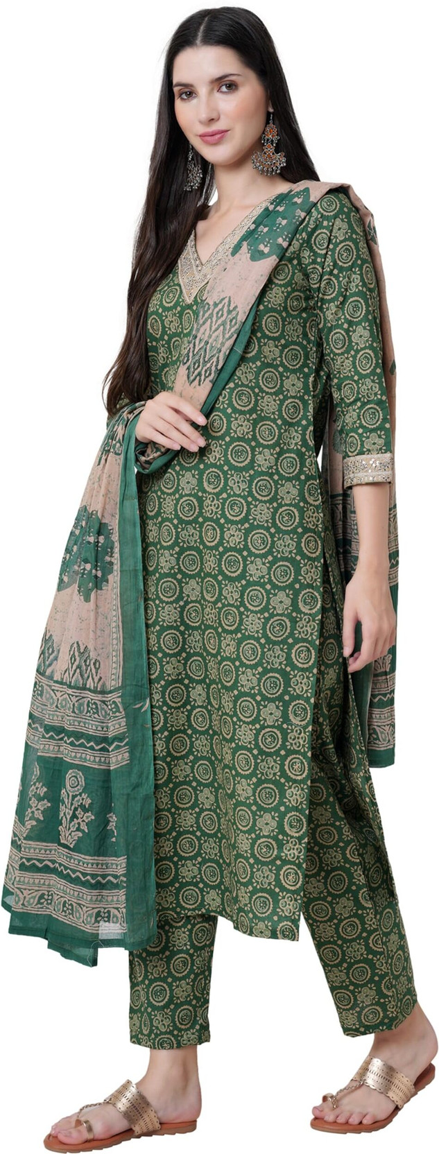 AR 85 Printed Kurta, Palazzo & Dupatta Set