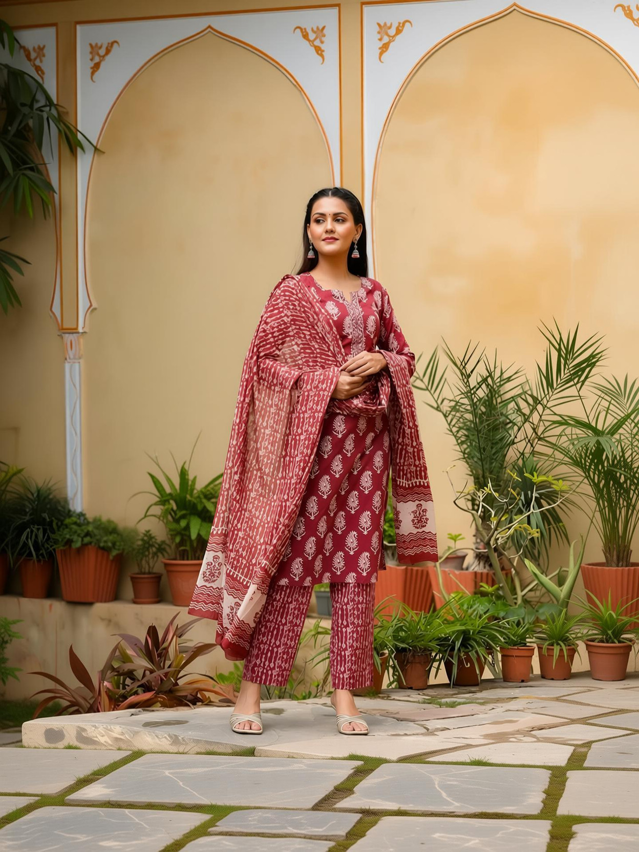 Lali Printed Kurta, Palazzo & Dupatta Set