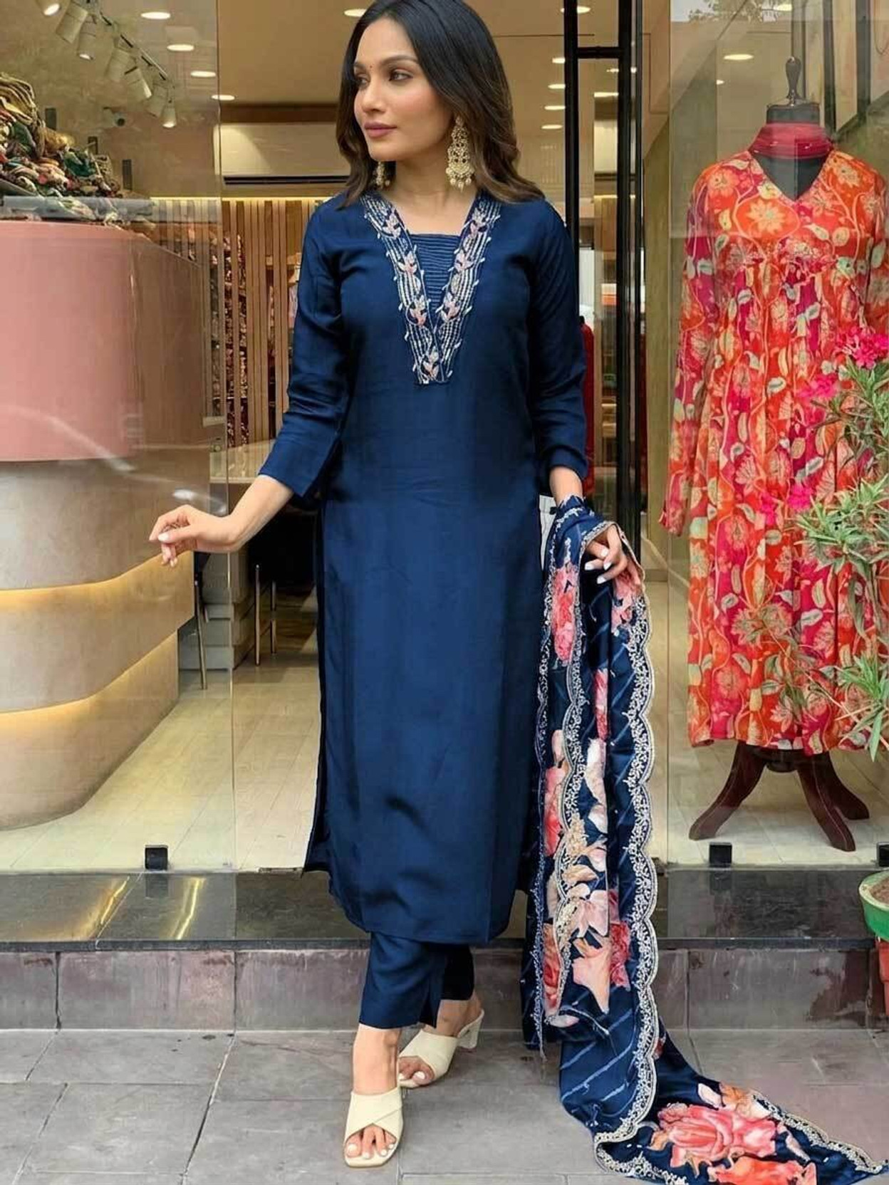 Embroidered Kurta, Salwar & Dupatta Set