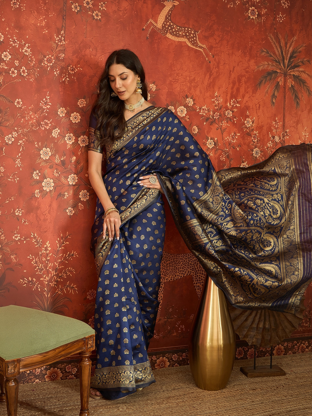 Embellished, Self Design, Woven Banarasi Silk Blend Saree
