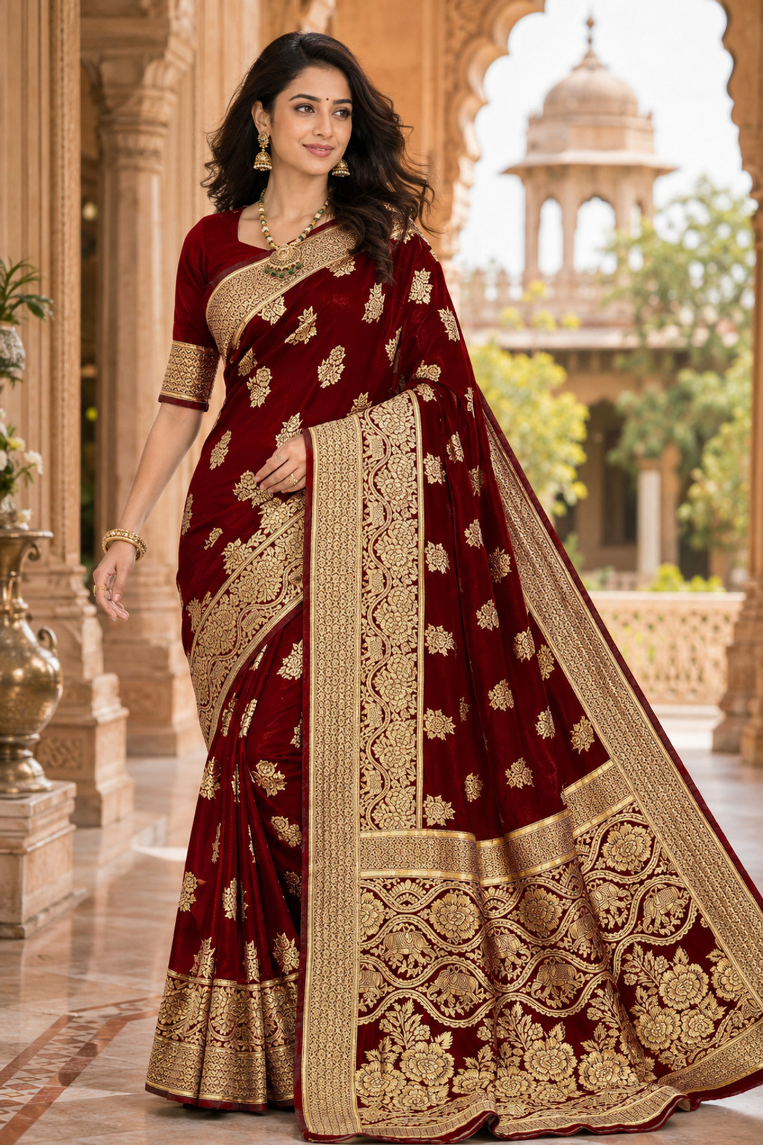Woven Kanjivaram Art Silk, Jacquard Saree