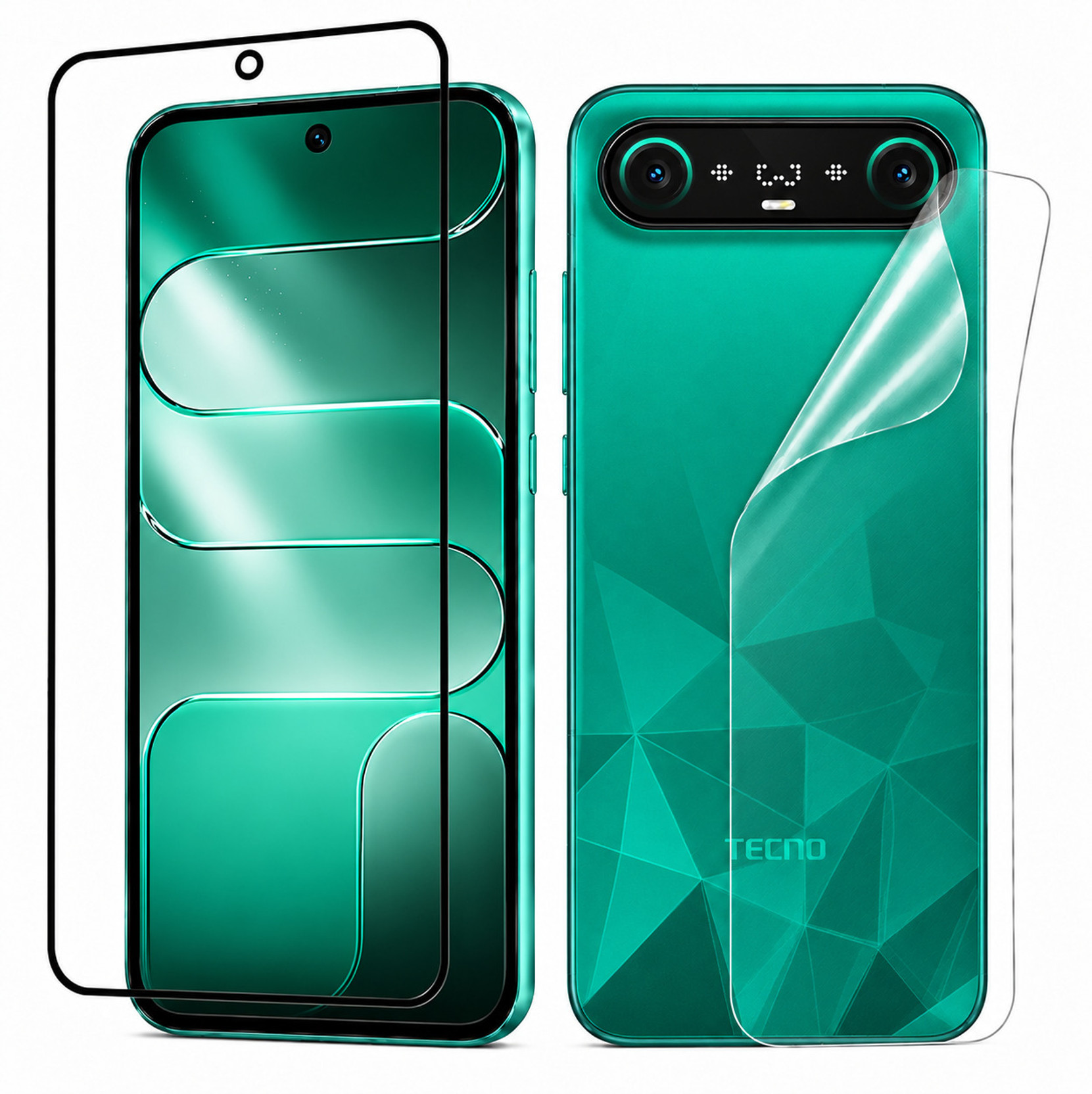 MUTAALI Front and Back Tempered Glass for Tecno Camon Slim