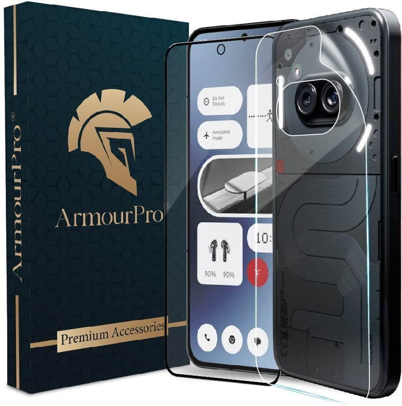 ArmourPro Front and Back Tempered Glass for Nothing Phone (2a) 5G, Nothing 2a, Temepred Glass With Back Screen Guard