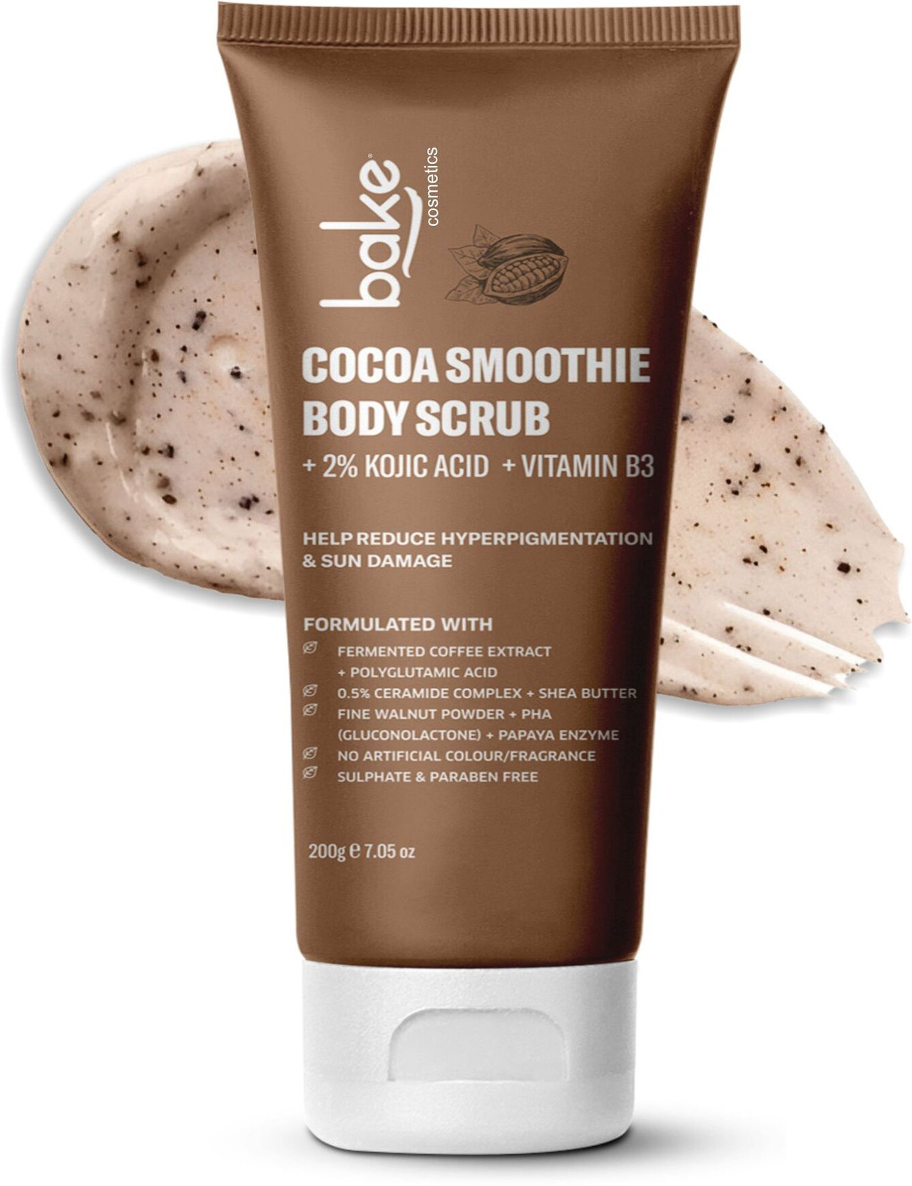 BAKE 2% Kojic Acid Cocoa Smoothie Body Scrub | Exfoliation & Treats Hyperpigmentation Scrub