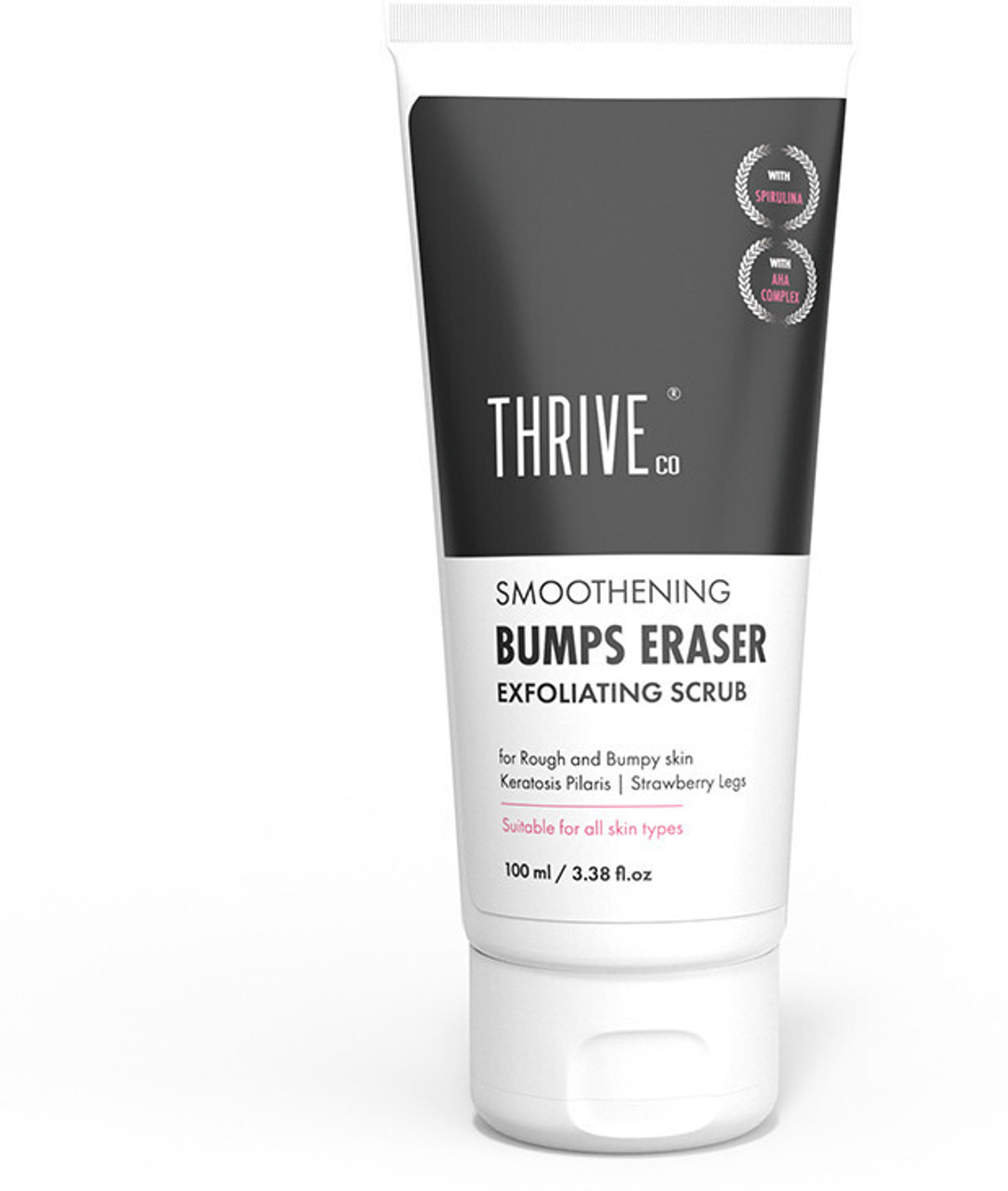 ThriveCo Bump Eraser Scrub | Exfoliates Bumpy Skin & Strawberry Legs | AHAs & Spirulina | Scrub