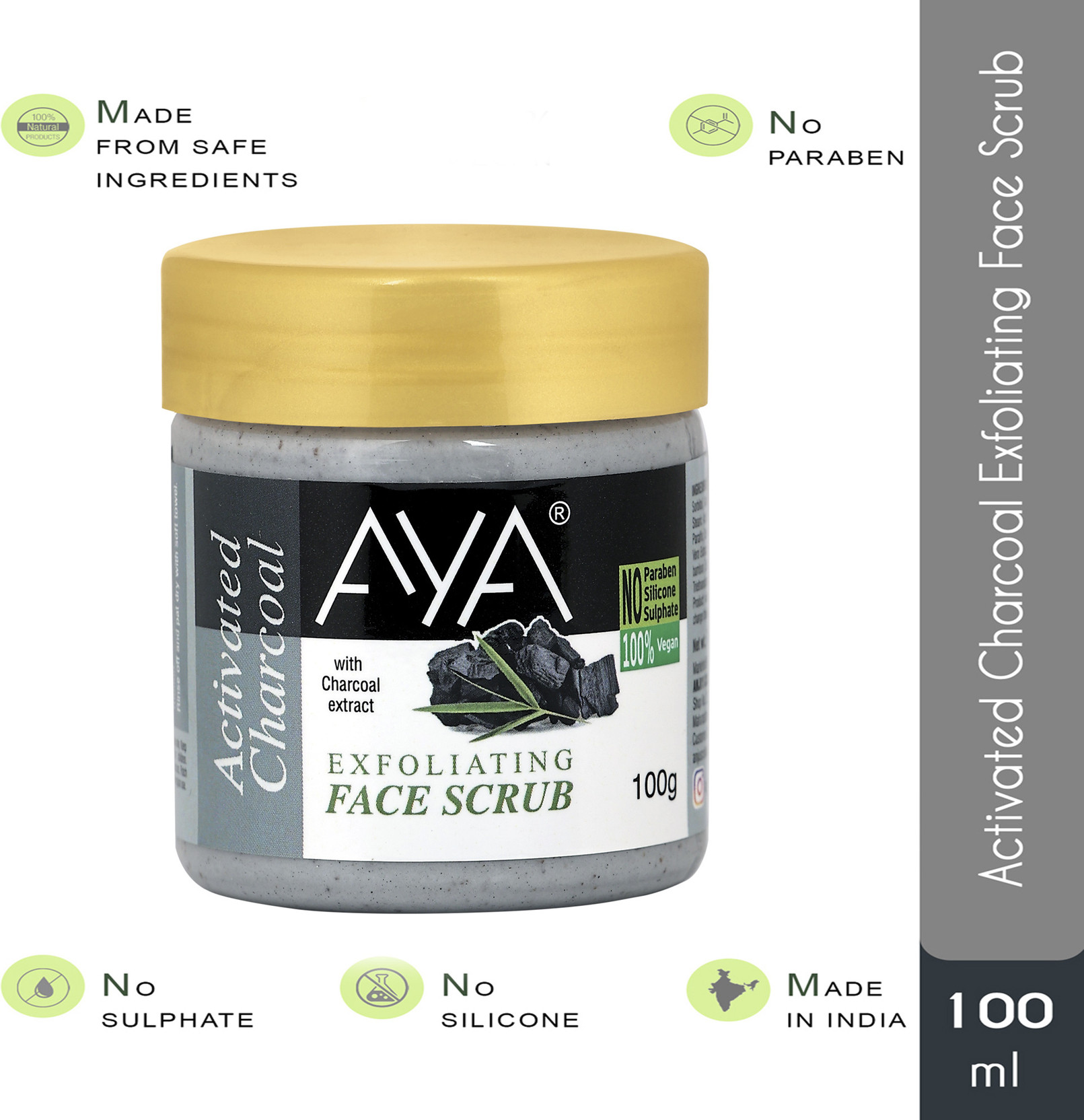AYA Activated Charcoal Exfoliating Face Scrub, Scrub