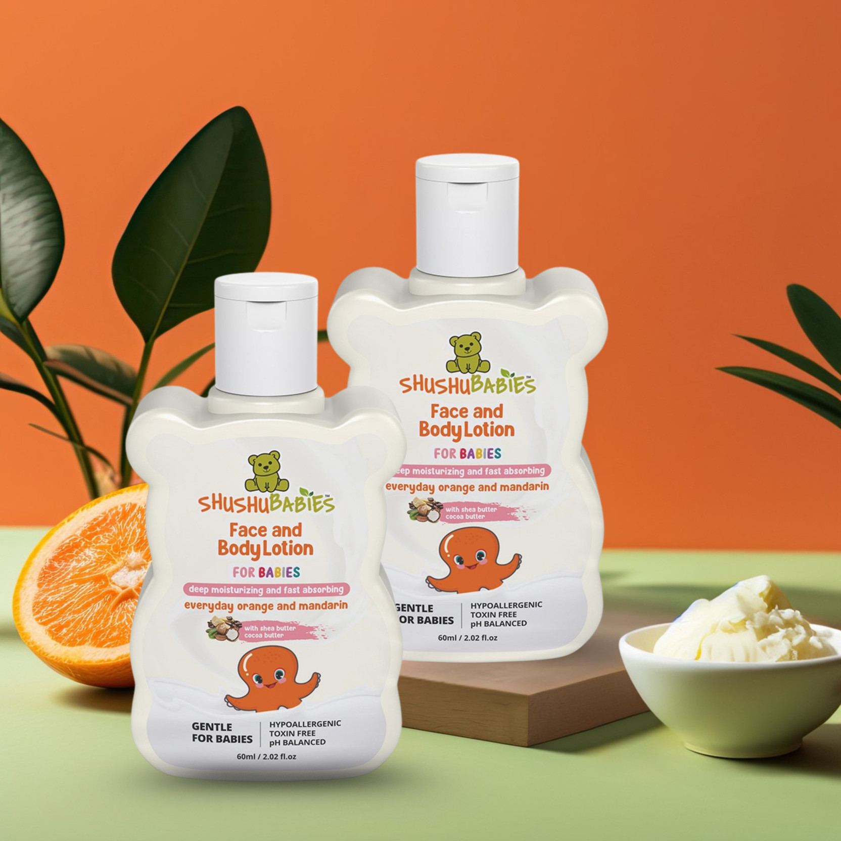 ShuShu Babies Everyday Orange & Mandarin Baby Face & Body Lotion-pack of 2 | (2 x 60ml)