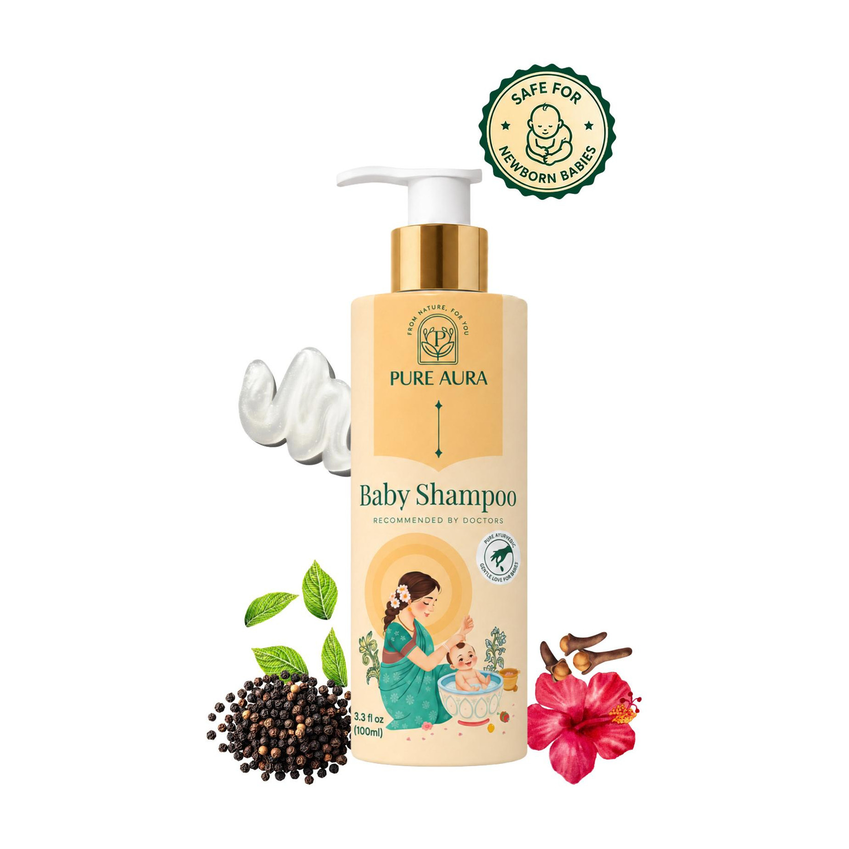 Pure Aura Baby Shampoo | Chemical-Free | Gentle & Nourishing for Babys Hair