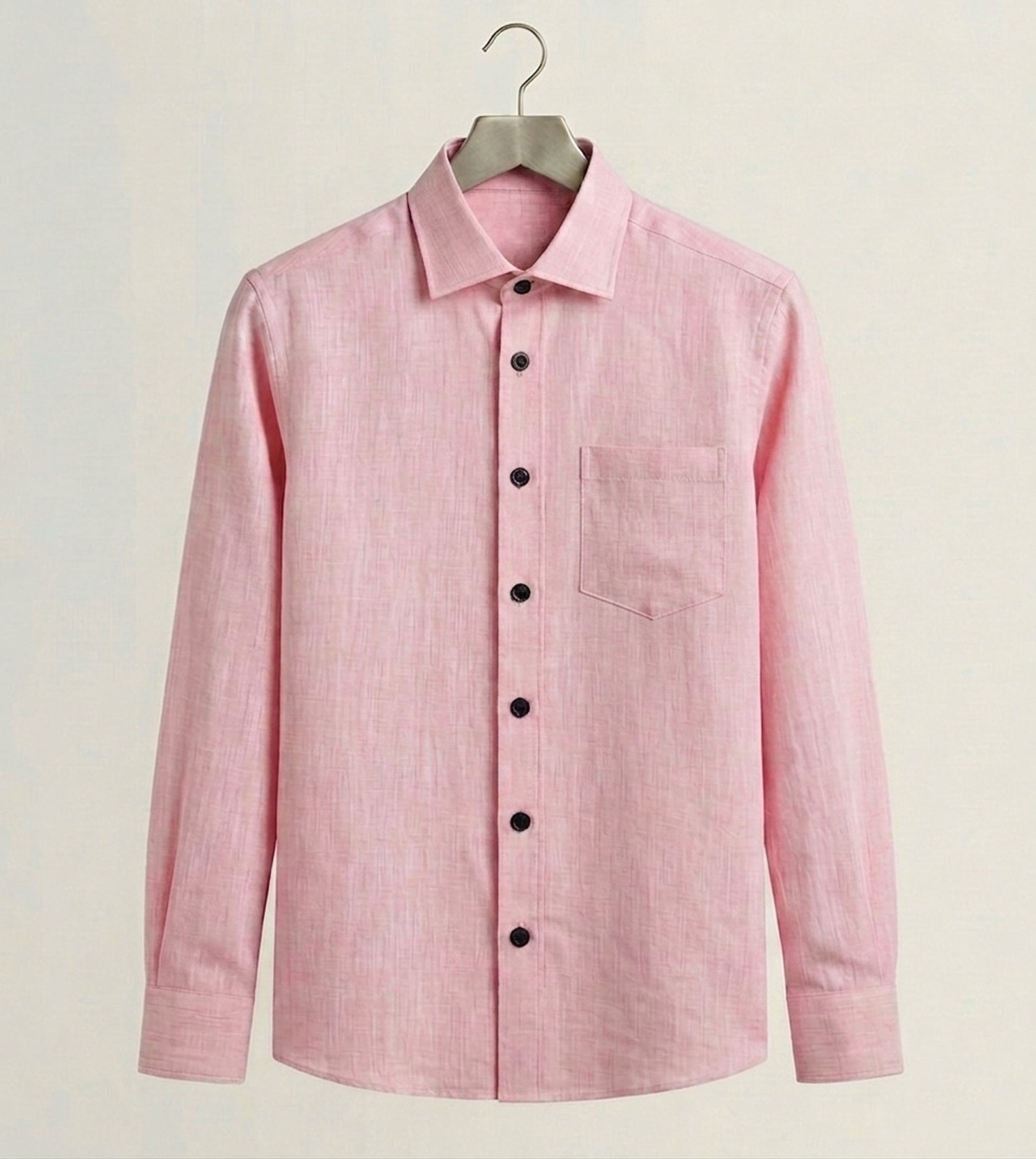 Men Regular Fit Solid Spread Collar Casual Shirt