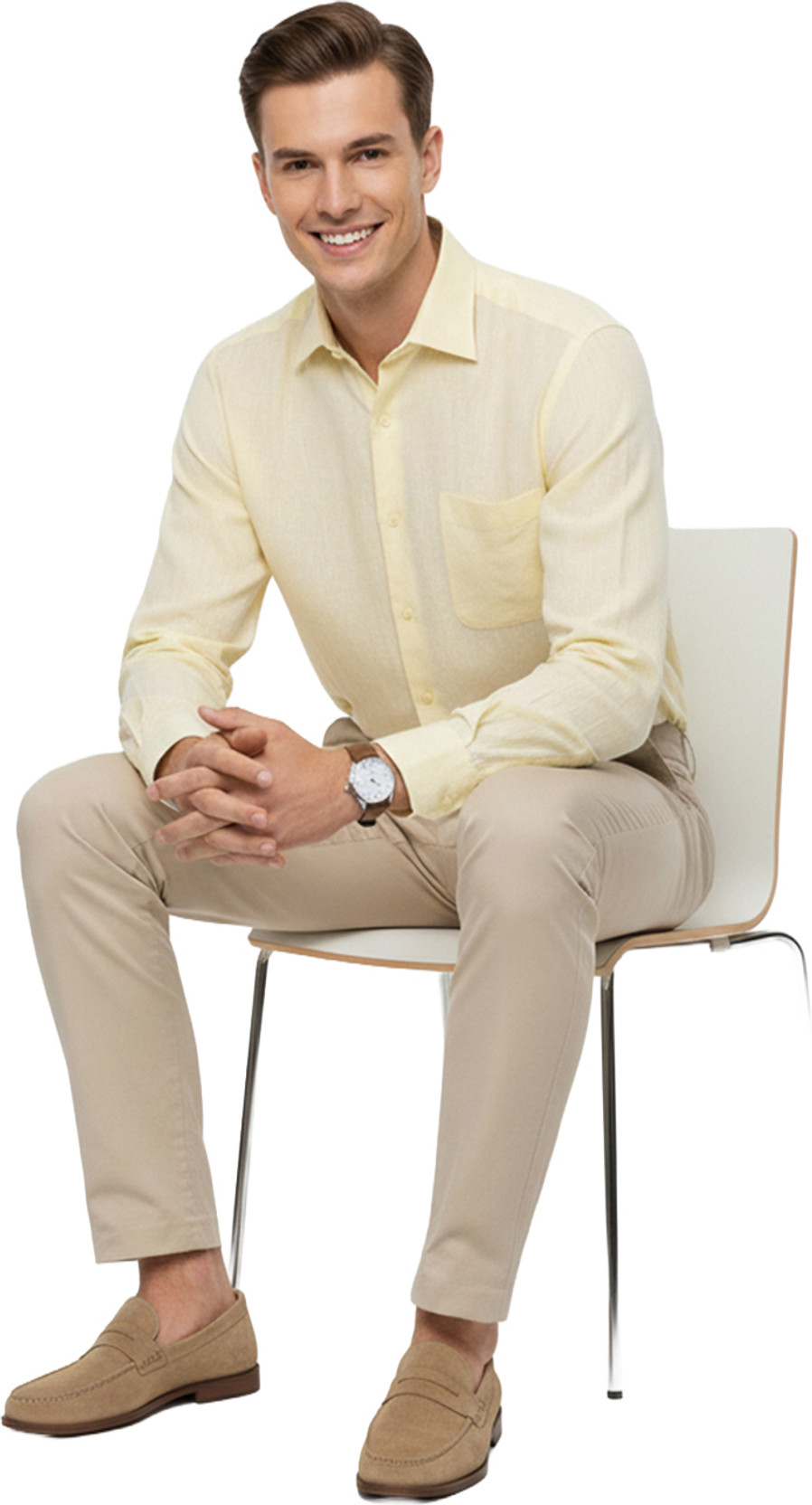 Men Regular Fit Solid Cut Away Collar Formal Shirt