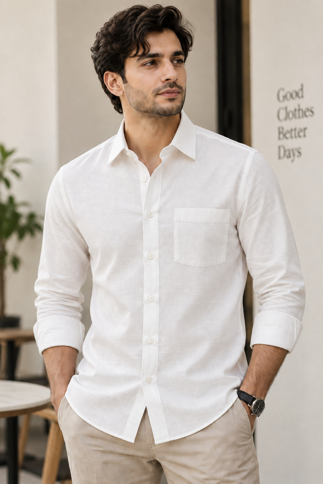 Men Regular Fit Solid Spread Collar Formal Shirt