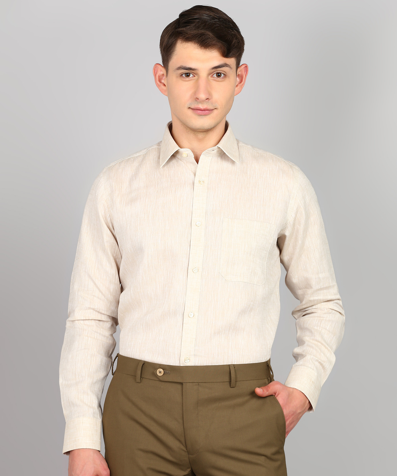 Men Regular Fit Solid Spread Collar Formal Shirt