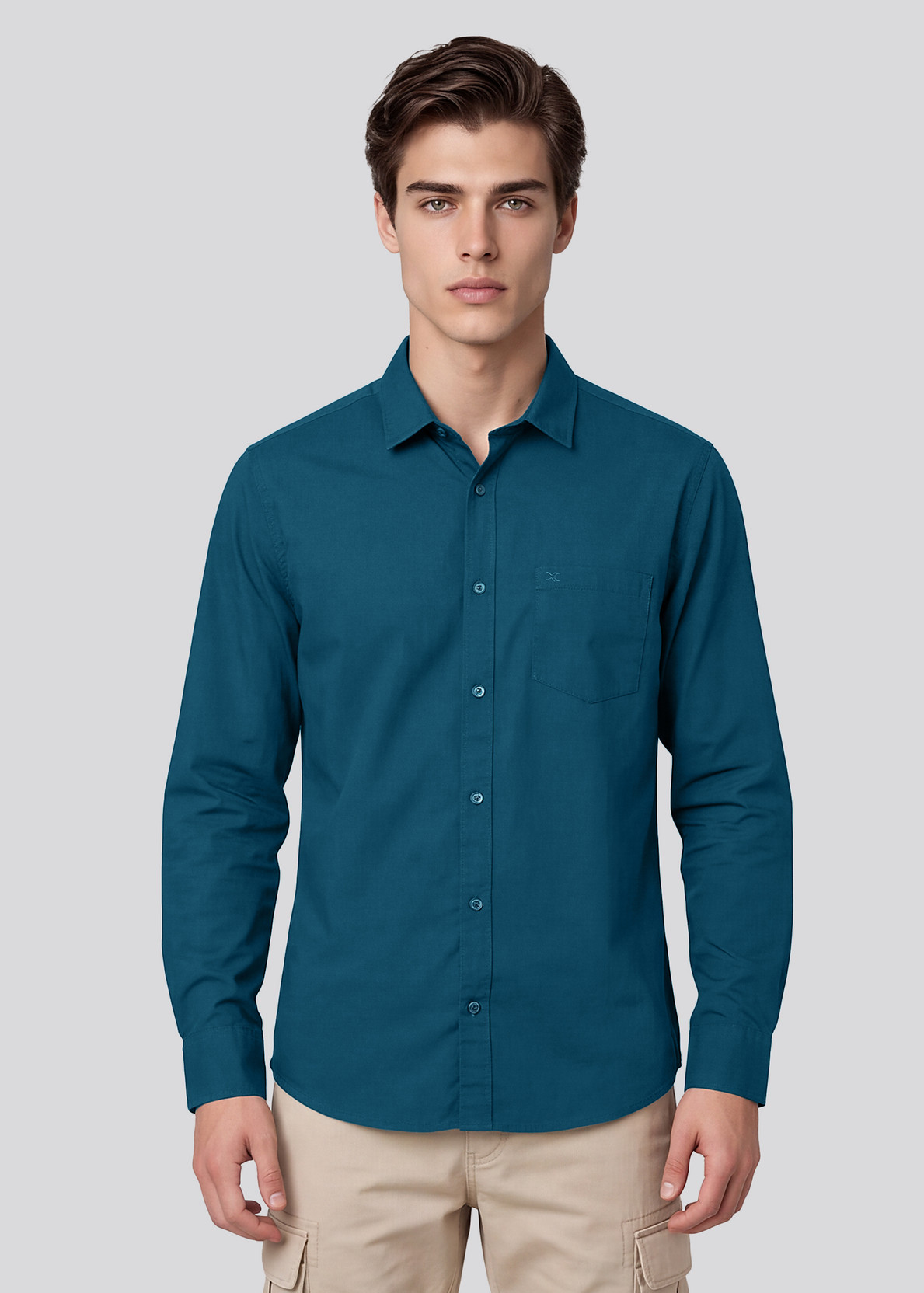Men Slim Fit Solid Casual Shirt