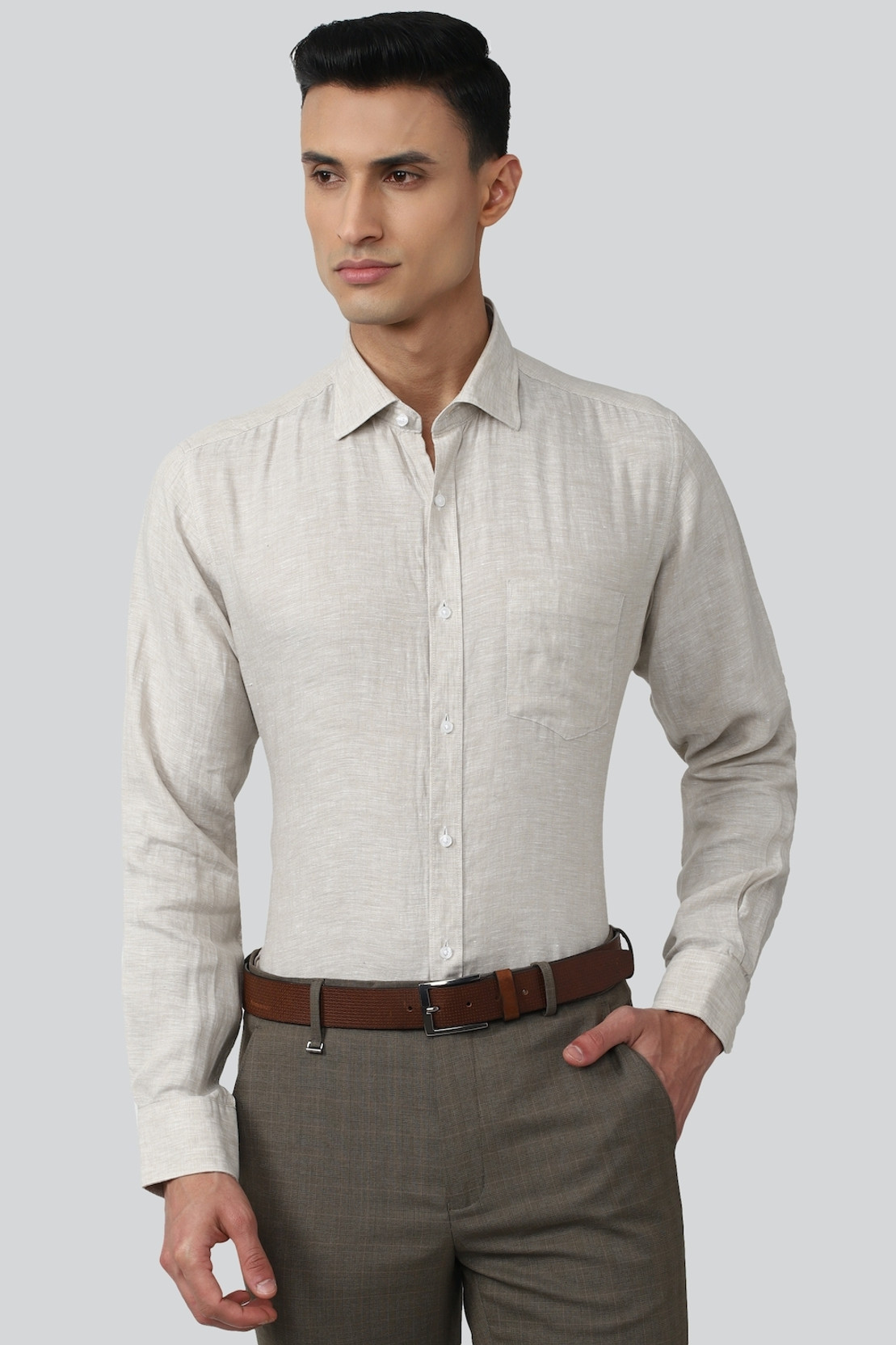 Men Regular Fit Solid Spread Collar Formal Shirt