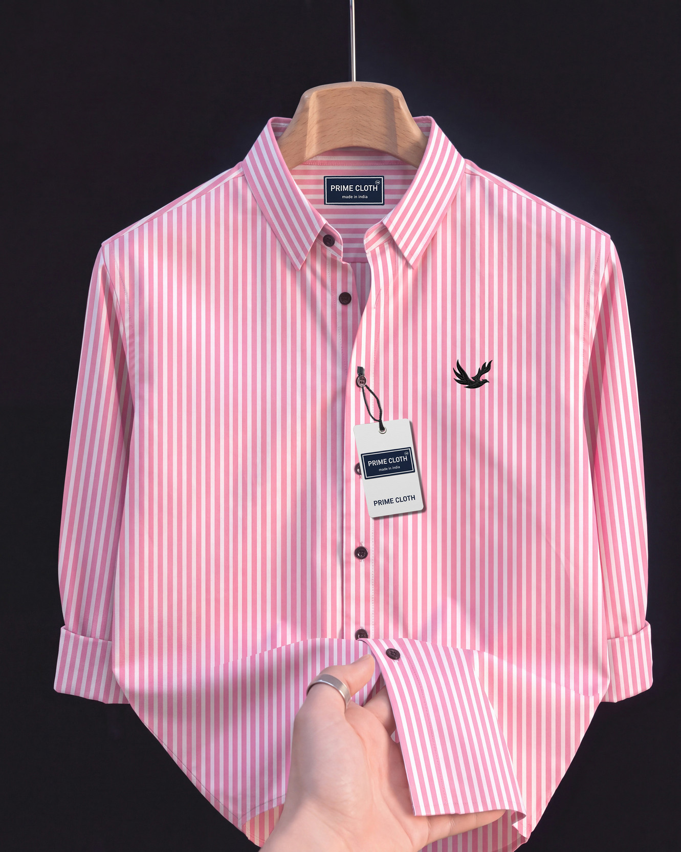 Men Regular Fit Striped Spread Collar Casual Shirt