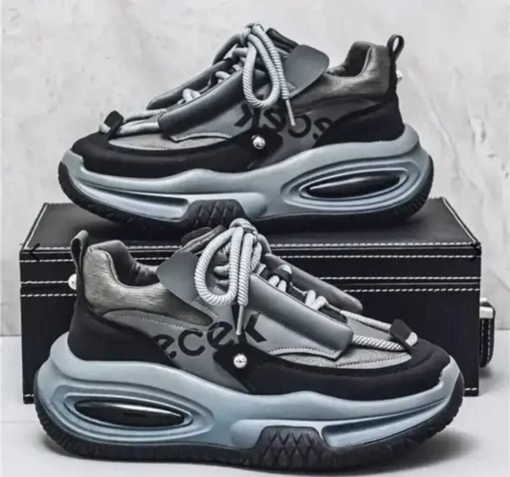 HIDENCE AFC_3010_BK_8 Sneakers For Men (Grey, Black , 8)