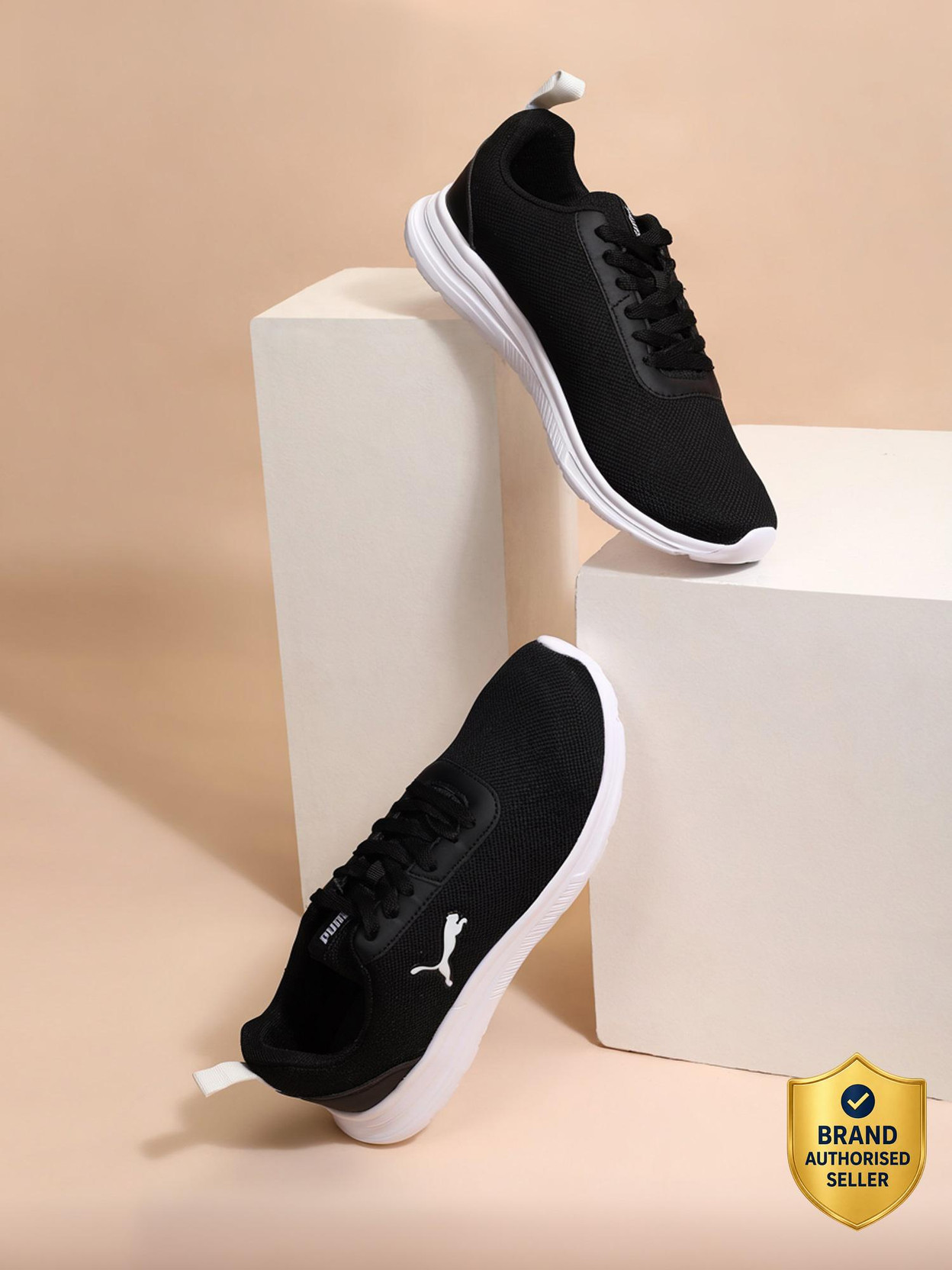 PUMA Bridge Comfort Sneakers For Men (Black , 7)