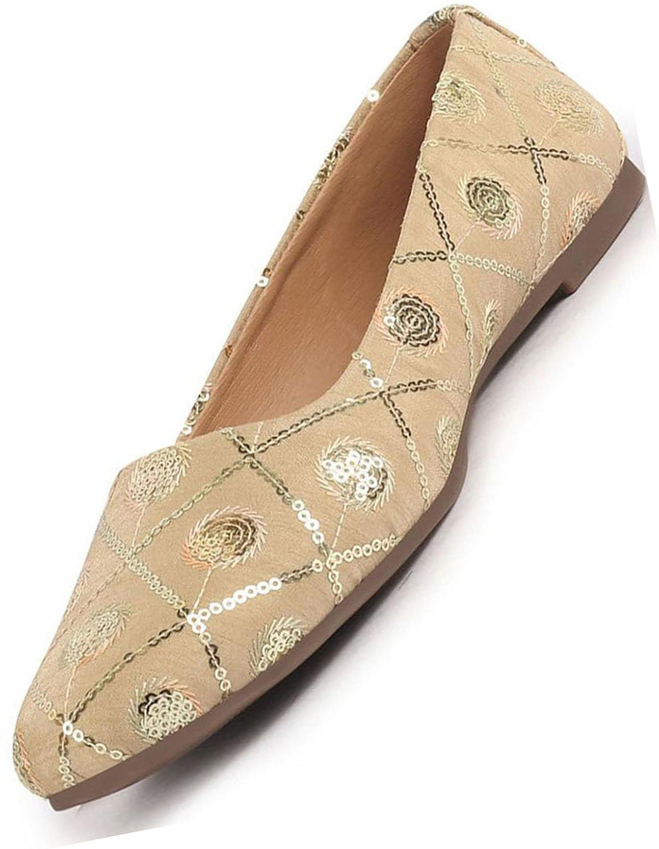 Ethnic Silk Embroidery Zardozi Slip On Juttis for Wedding|Lehanga Festive Mojaris For Women