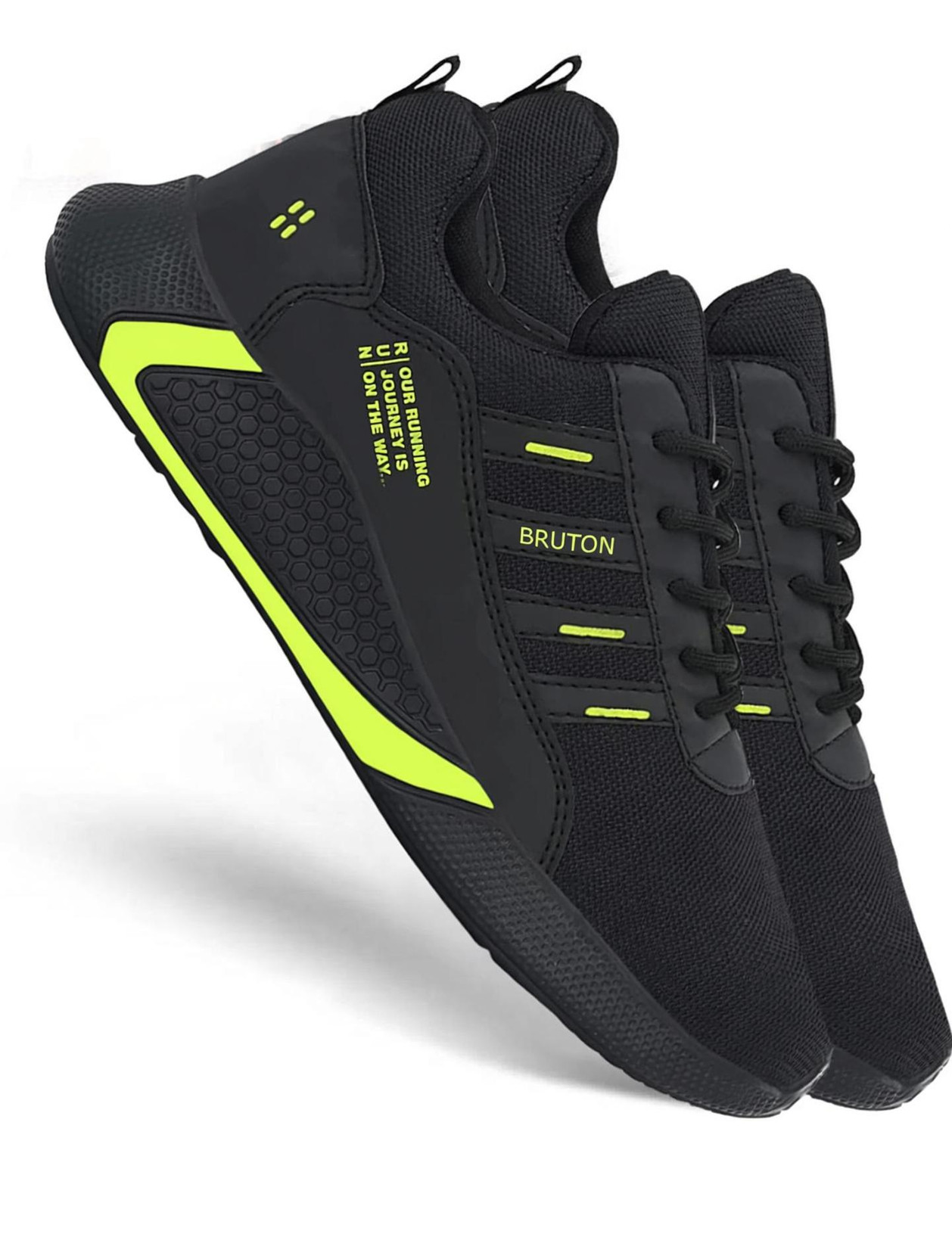 BRUTON Trendy Sports Running Shoes For Men (Black , 9)