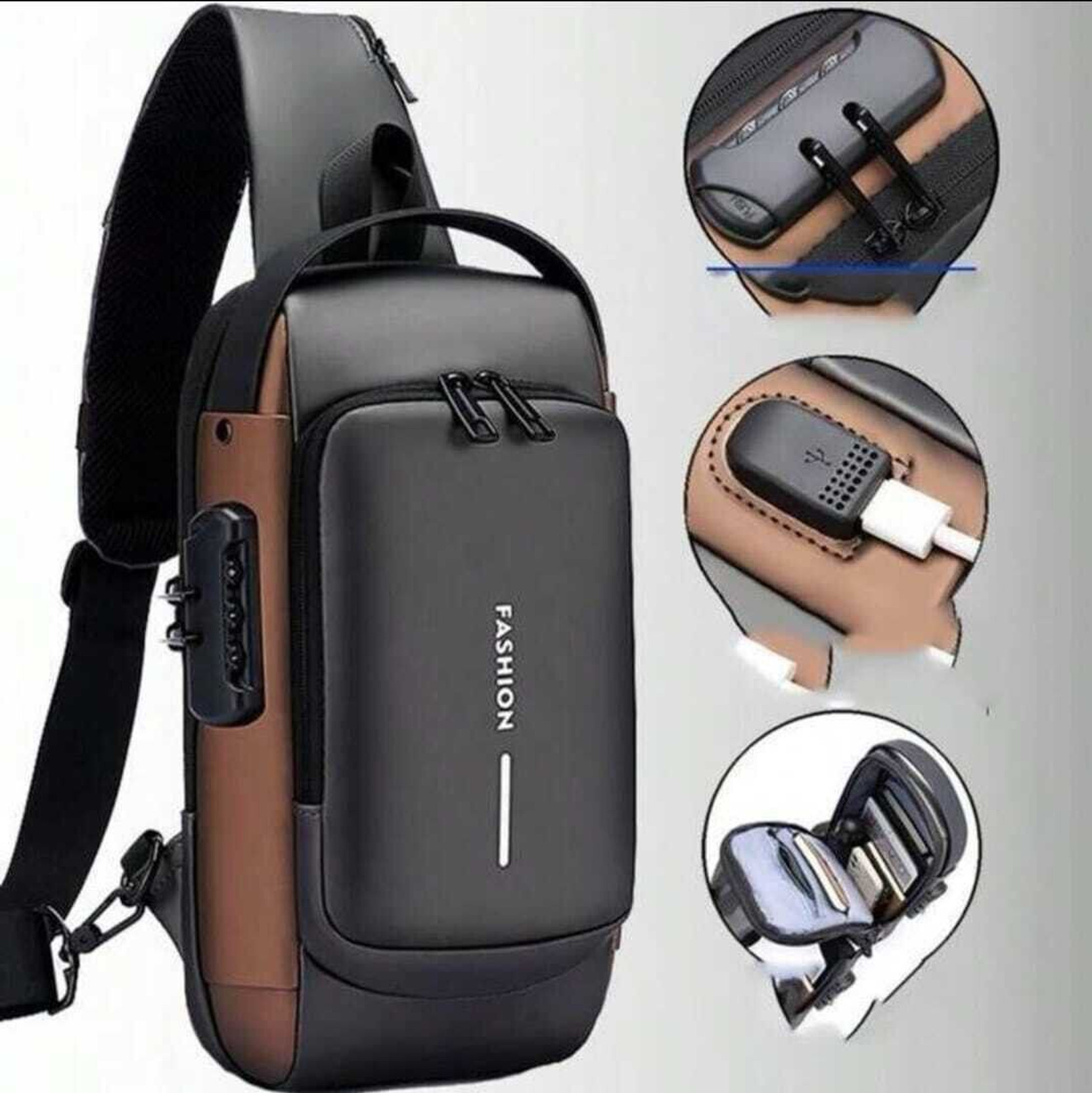 Medium 27 L Backpack High Quality Fashion Water Proof Chest USB Anti-theft Lock Cross Body Bag