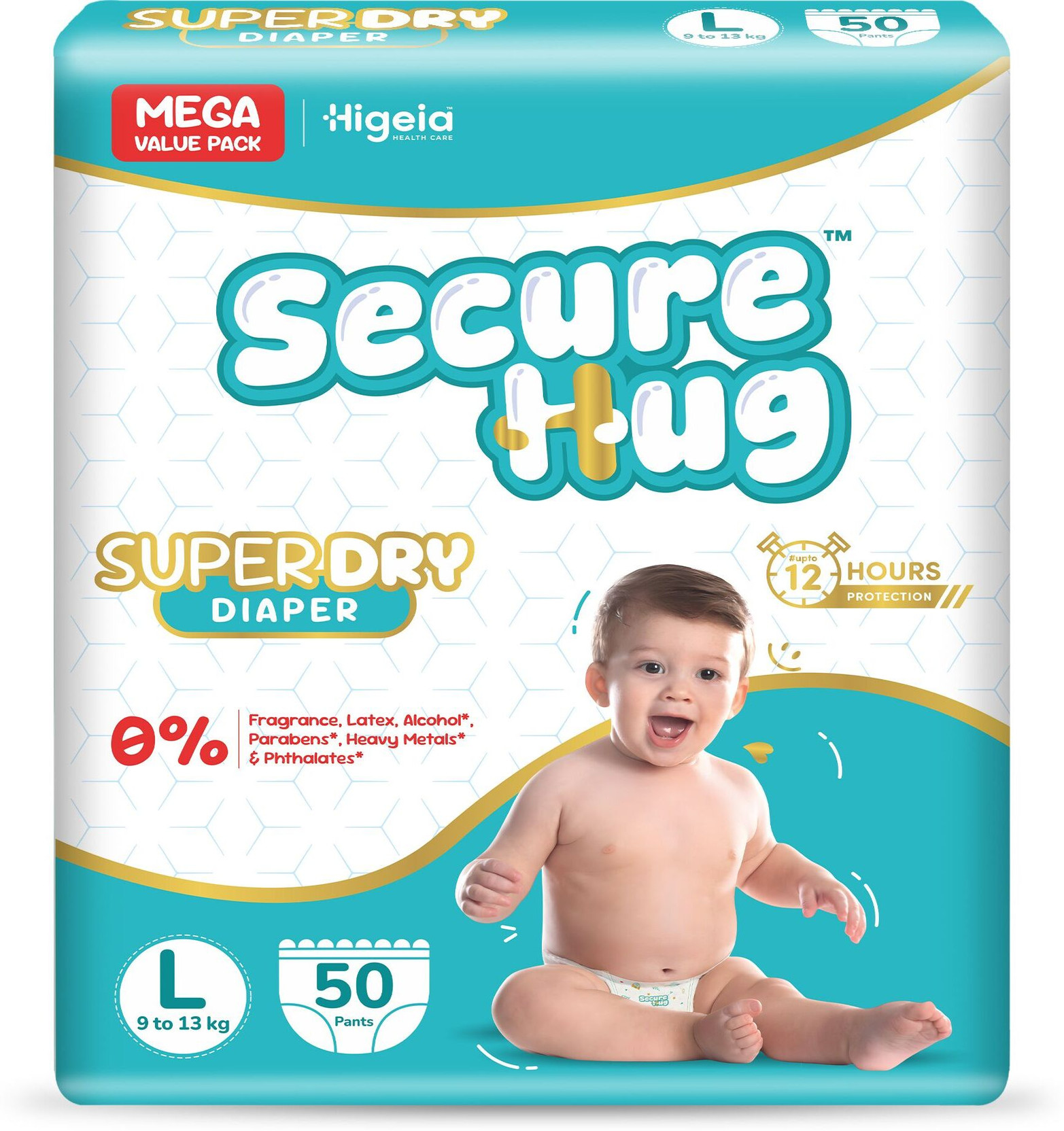 Secure Hug Baby Diaper Pants with 12hrs Absorption, Anti-Rash | Large (9-13kg), Pack Of 1 Pant Diapers - L