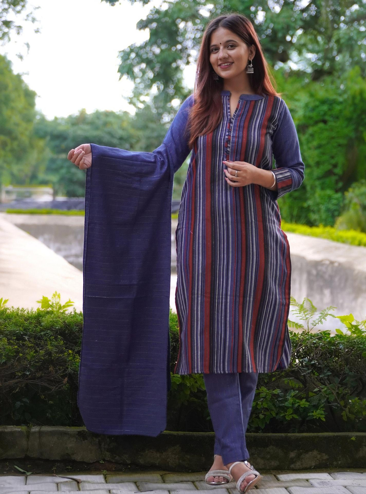 Women Wool Kurti Pant Dupatta Set