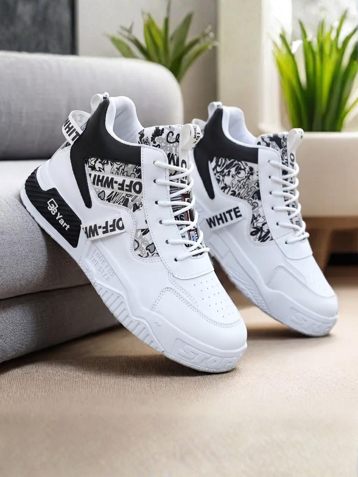 Men's High Top Casual Sneakers Stylish Lace Up Fashion Shoes Streetwear Footwear Outdoors For Men