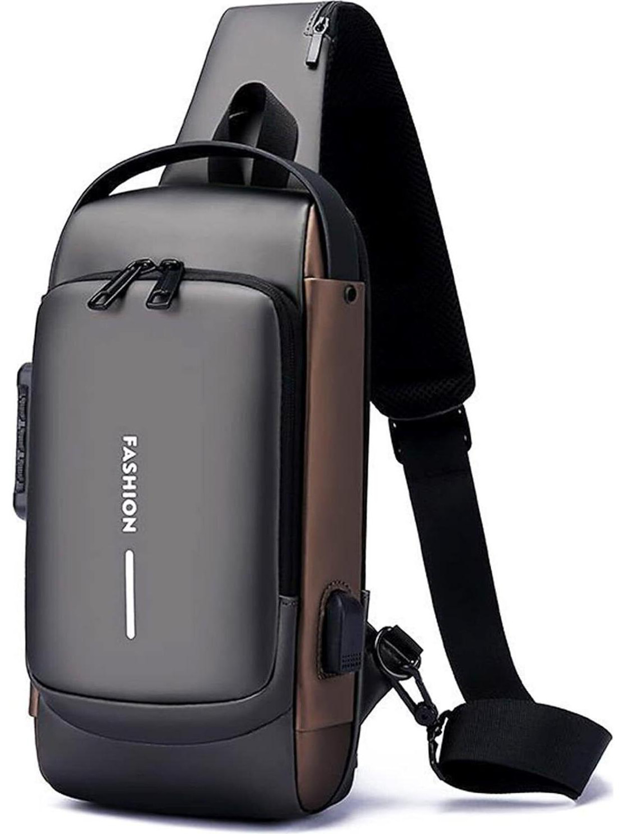 Grey, Gold Men & Women Sling Bag Waterproof AntiTheft Polyester Slim Leisure Travel Crossbody/Chest/Shoulder Bag