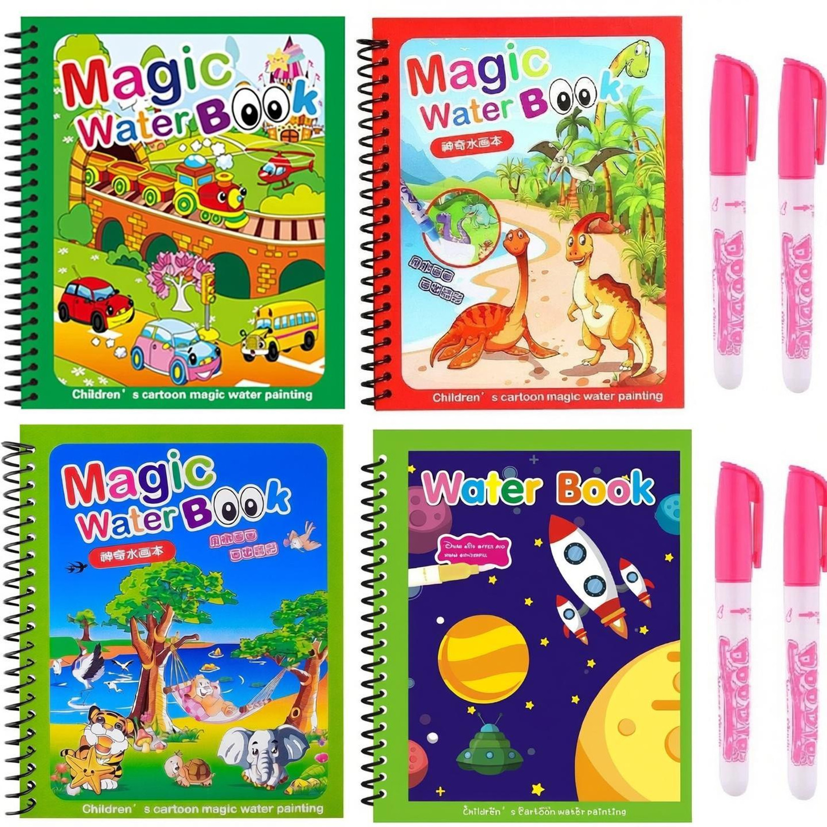 ibox Reusable Magic Water Book Set Of 4 Water Colouring Book Sketch Pad