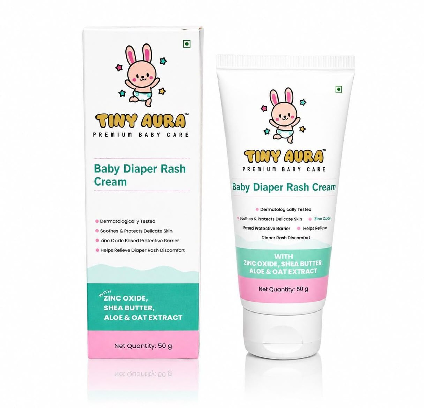 TINY AURA Baby Diaper Rash Cream with Zinc Oxide, Shea Butter, Aloe Vera & Oat Extract | Soothing Rash Relief Cream for Babies