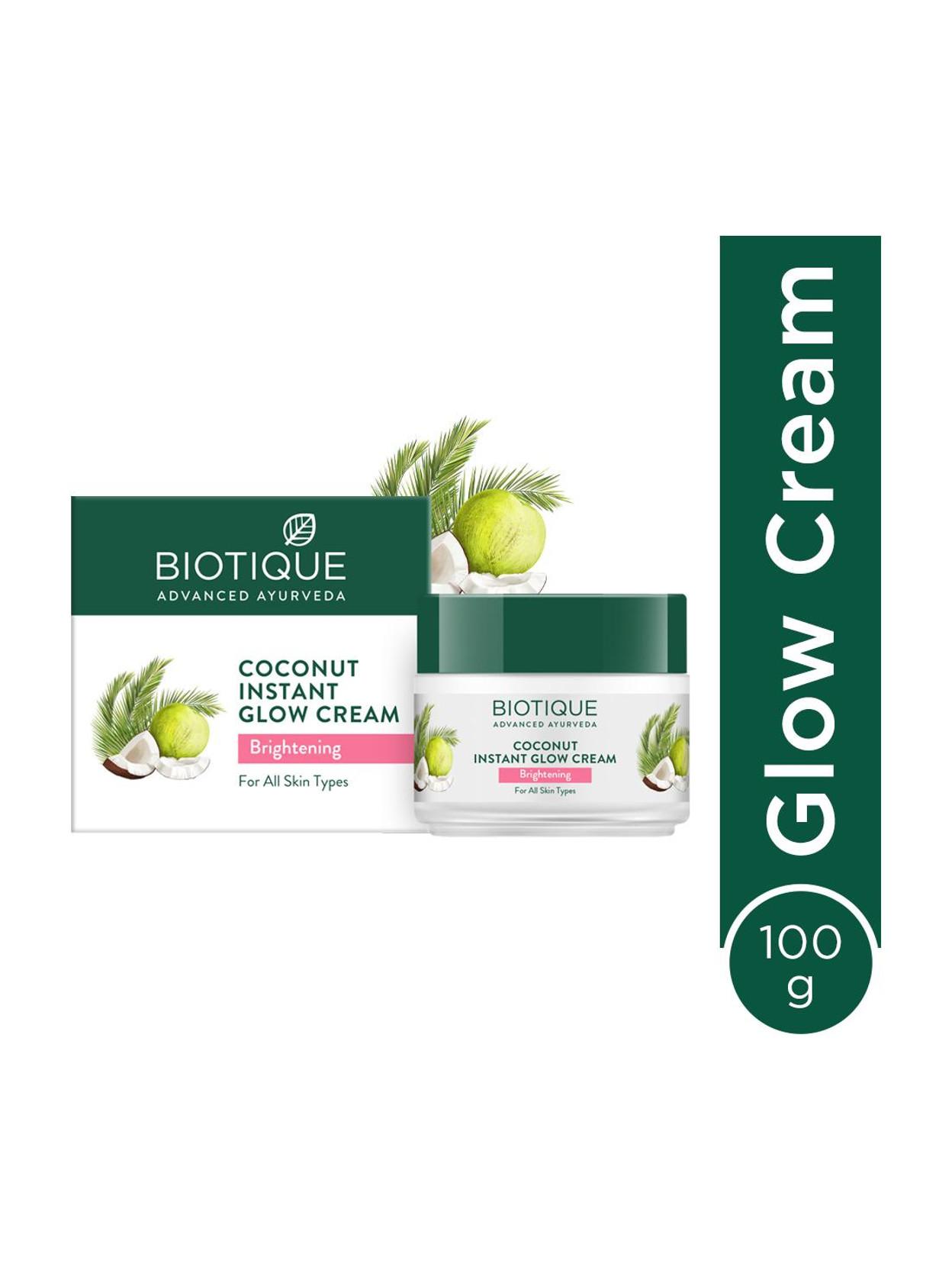 Biotique Coconut Brightening Instant Glow Cream, 50gm — ₹118.