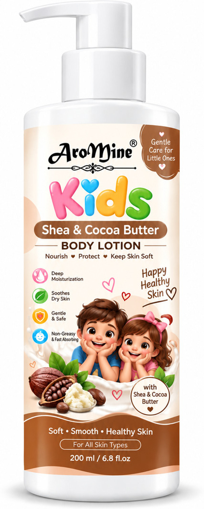 AroMine Kids Shea & Cocoa Butter Body Lotion | Deep Moisturization for Dry & Rough Skin