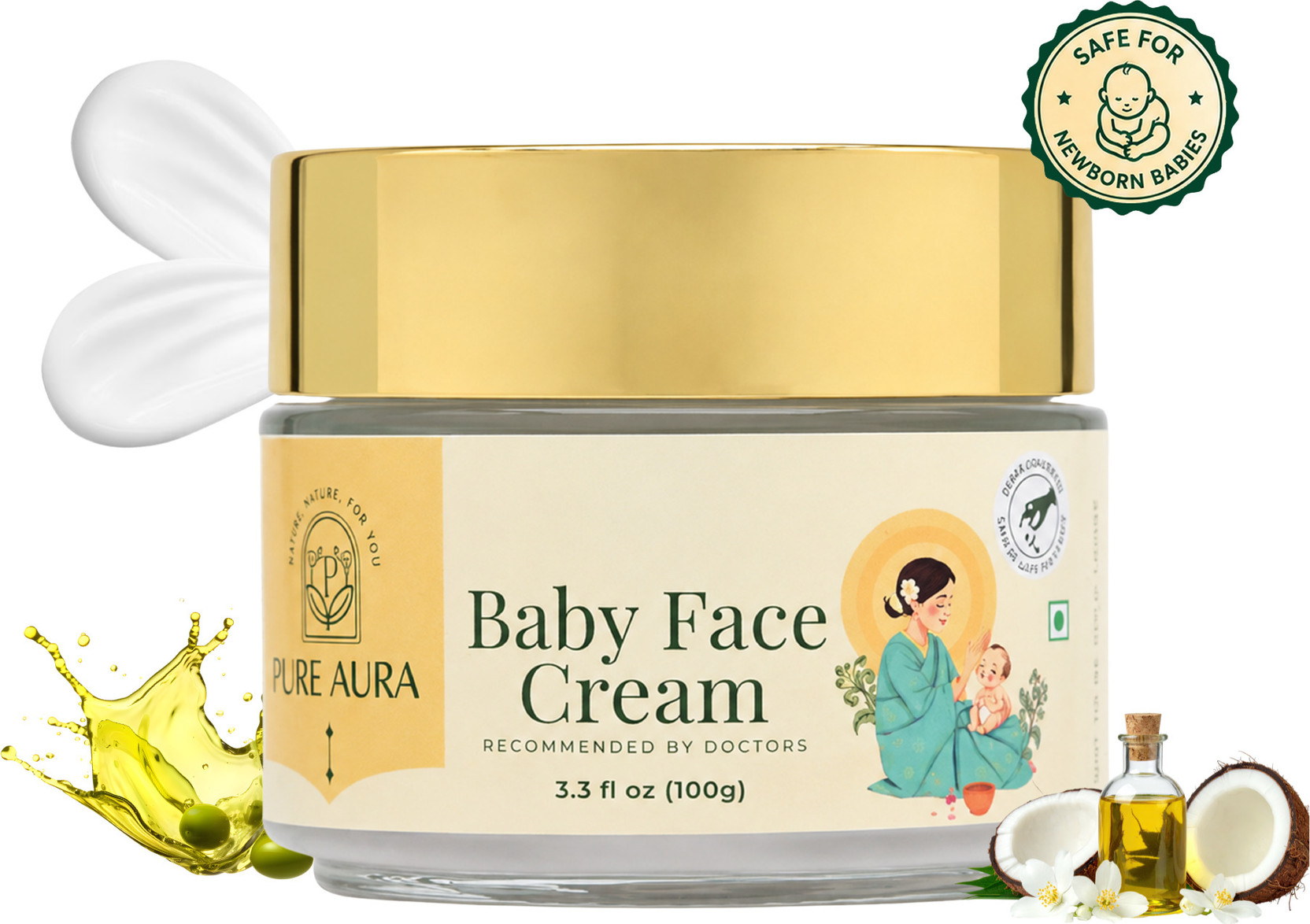 Pure Aura Face Cream 100 gm| Ayurvedic & Organic | Safe for Newborns & Sensitive Skin
