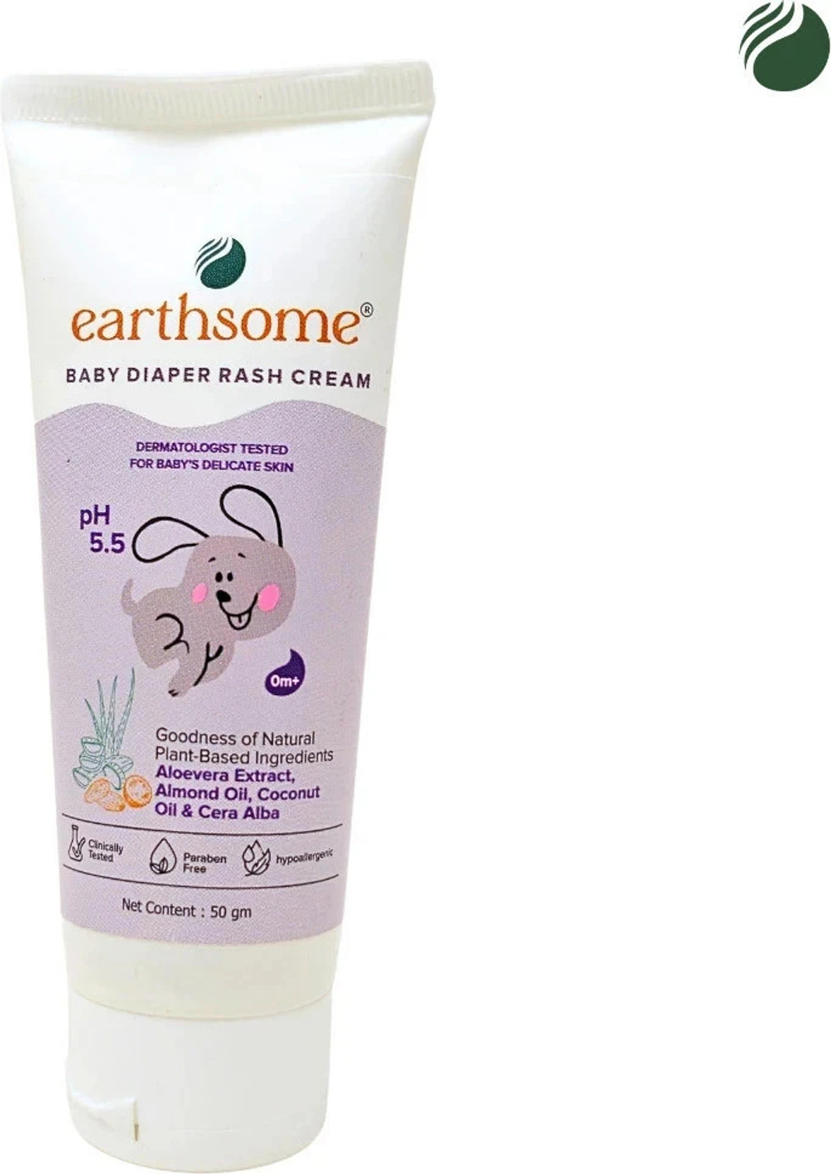 earthsome Baby Diaper Rash Cream (50g) | Soothes Rashes | Reduces Redness & Irritation | pH 5.5 | Dermatologist Tested | With Aloe Vera Extract | Almond Oil | Coconut Oil & Cera Alba